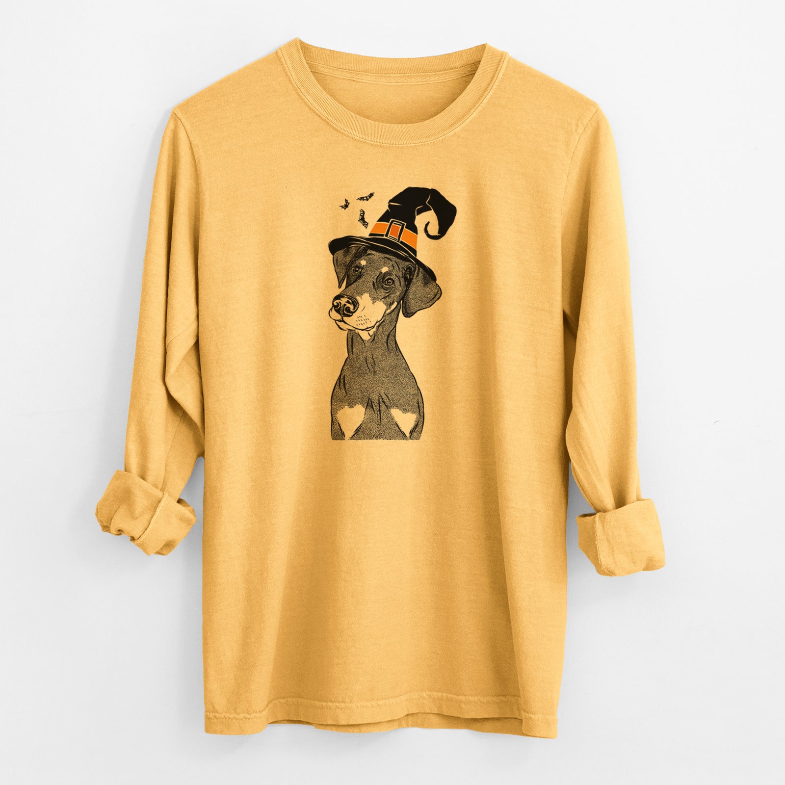 Witch Iroh the Doberman Pinscher - Men's Heavyweight 100% Cotton Long Sleeve
