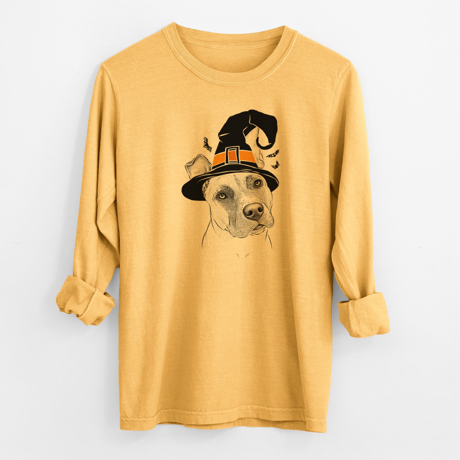 Witch Ivy the Pitbull Mix - Men's Heavyweight 100% Cotton Long Sleeve