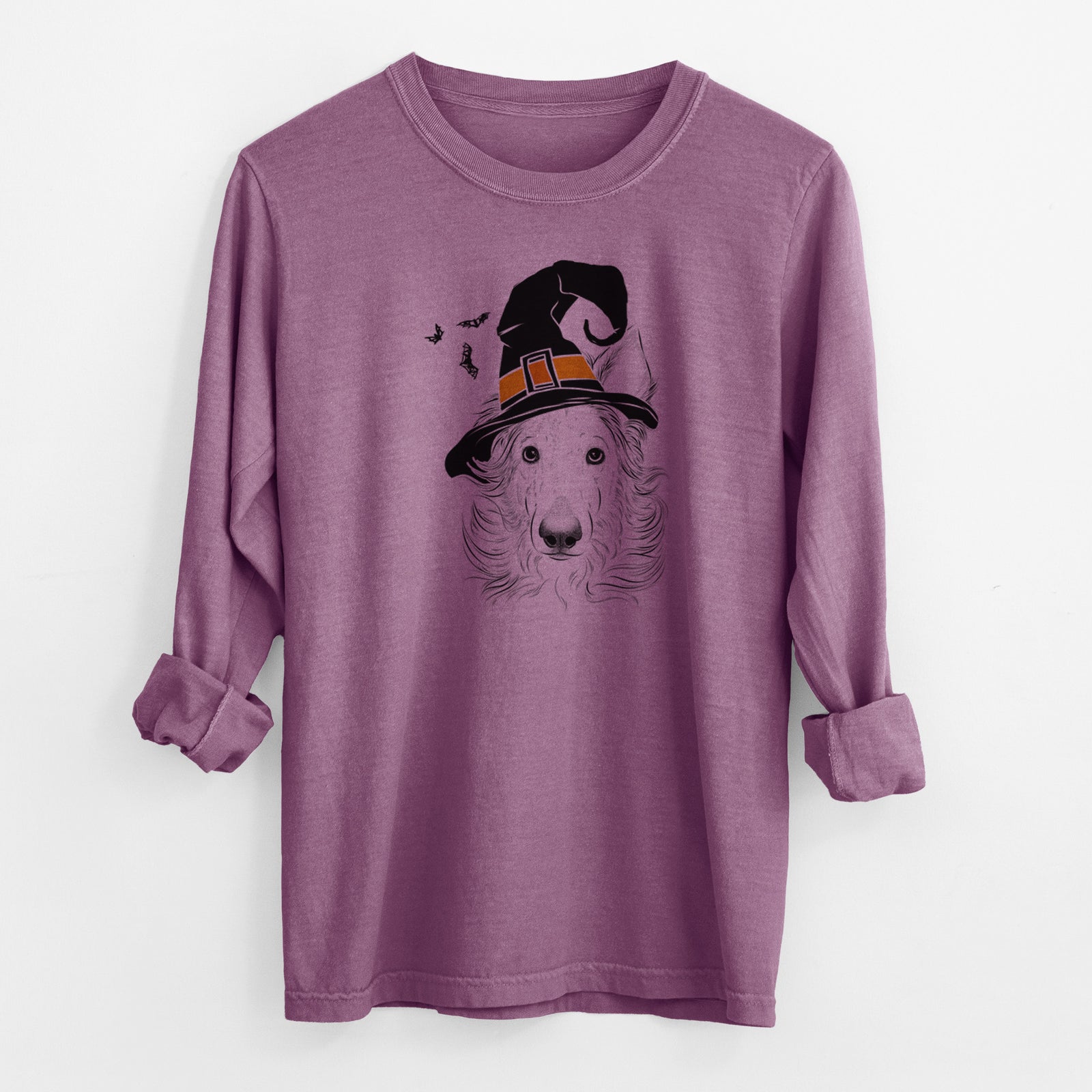 Witch Jasha the Borzoi - Men's Heavyweight 100% Cotton Long Sleeve