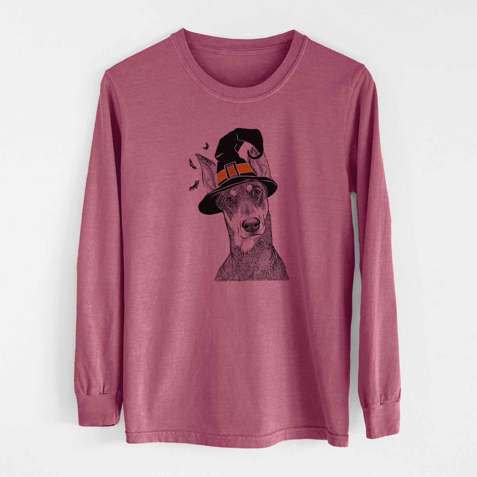 Witch Jenna the Doberman Pinscher - Men's Heavyweight 100% Cotton Long Sleeve