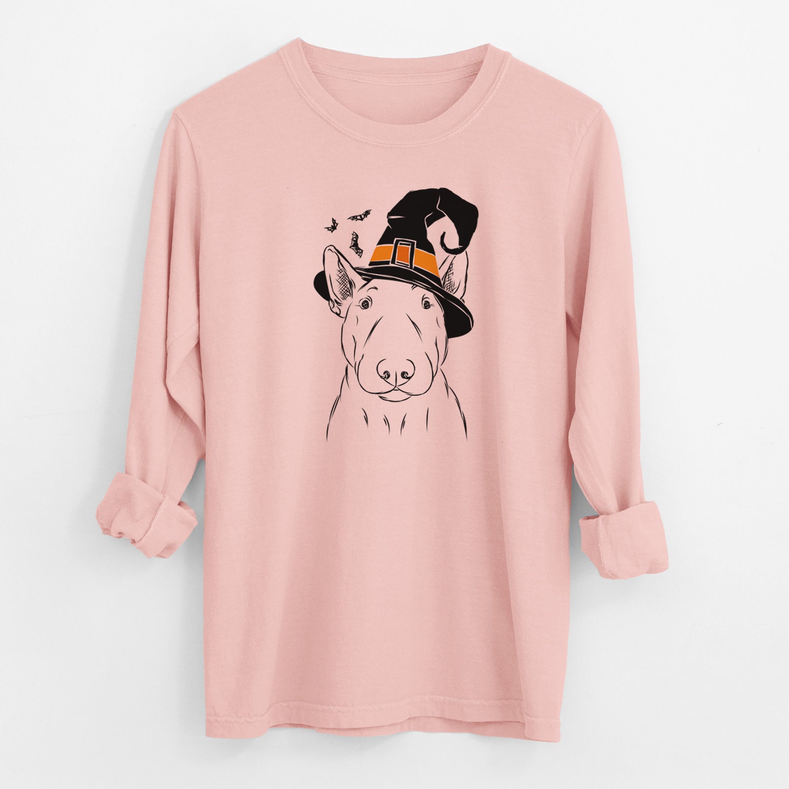 Witch Jett the Bull Terrier - Men's Heavyweight 100% Cotton Long Sleeve