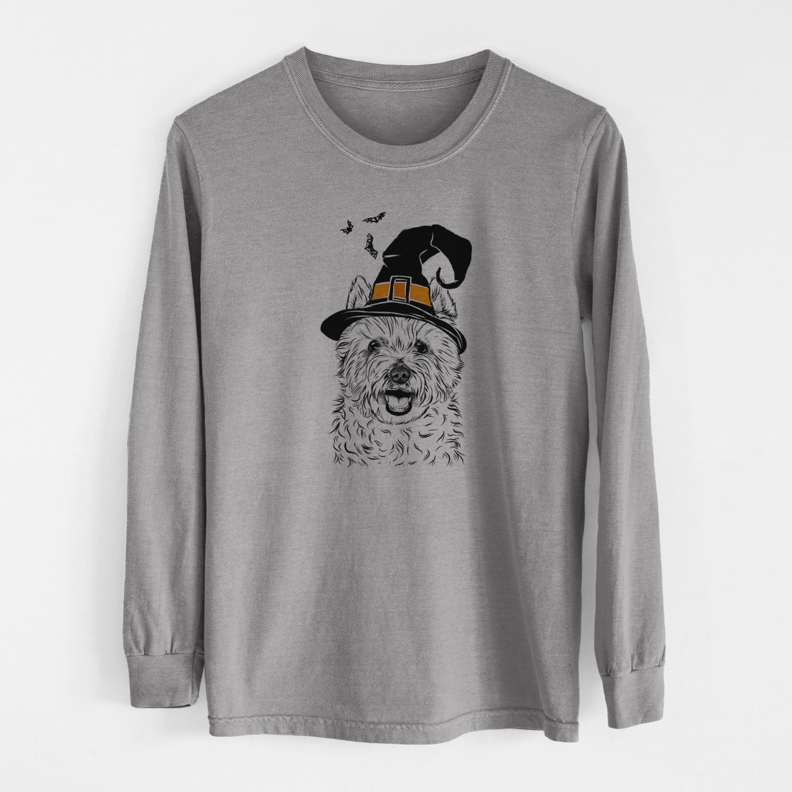 Witch Kami the West Highland Terrier - Men's Heavyweight 100% Cotton Long Sleeve