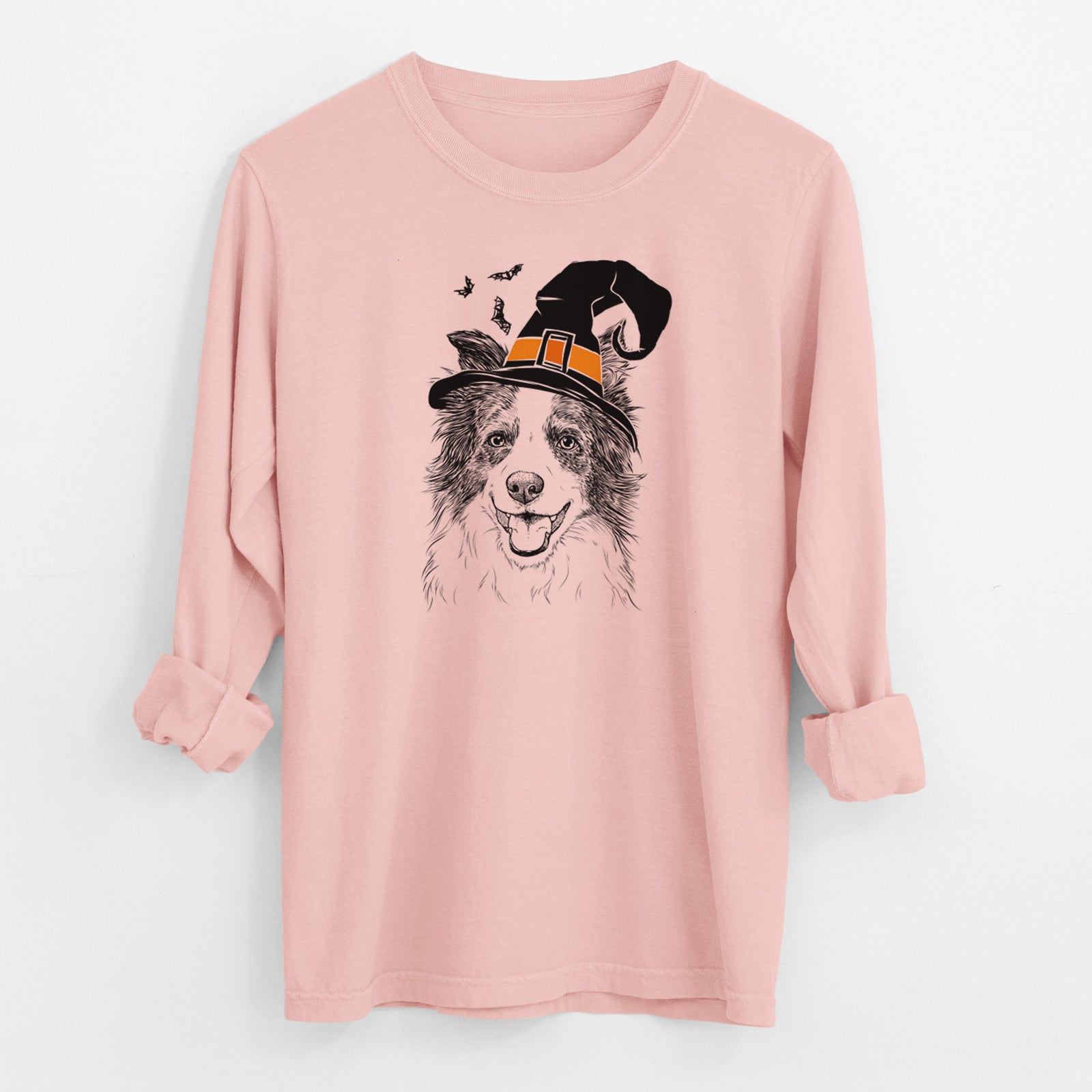 Witch Kylee the Border Collie - Men's Heavyweight 100% Cotton Long Sleeve