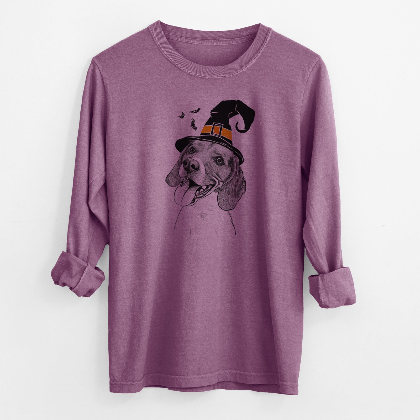 Witch Little Bandit the Beagle - Men's Heavyweight 100% Cotton Long Sleeve
