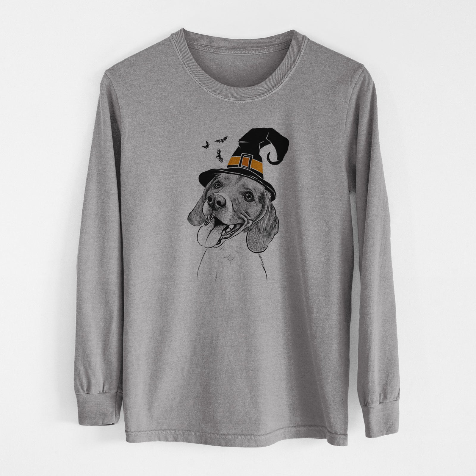 Witch Little Bandit the Beagle - Men's Heavyweight 100% Cotton Long Sleeve