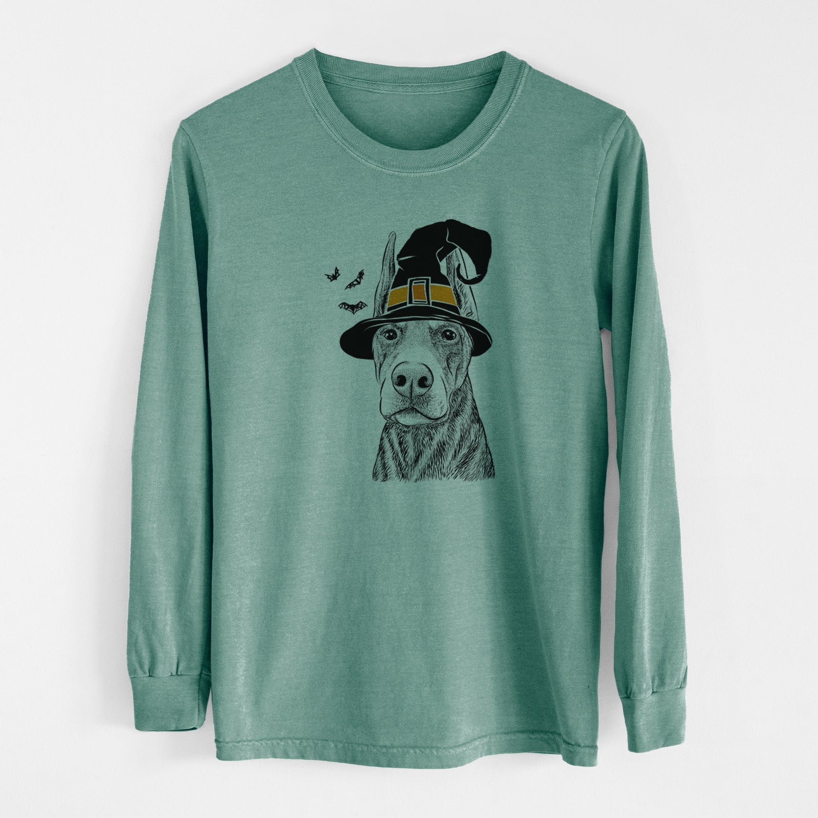 Witch Luna the Doberman Pinscher - Men's Heavyweight 100% Cotton Long Sleeve