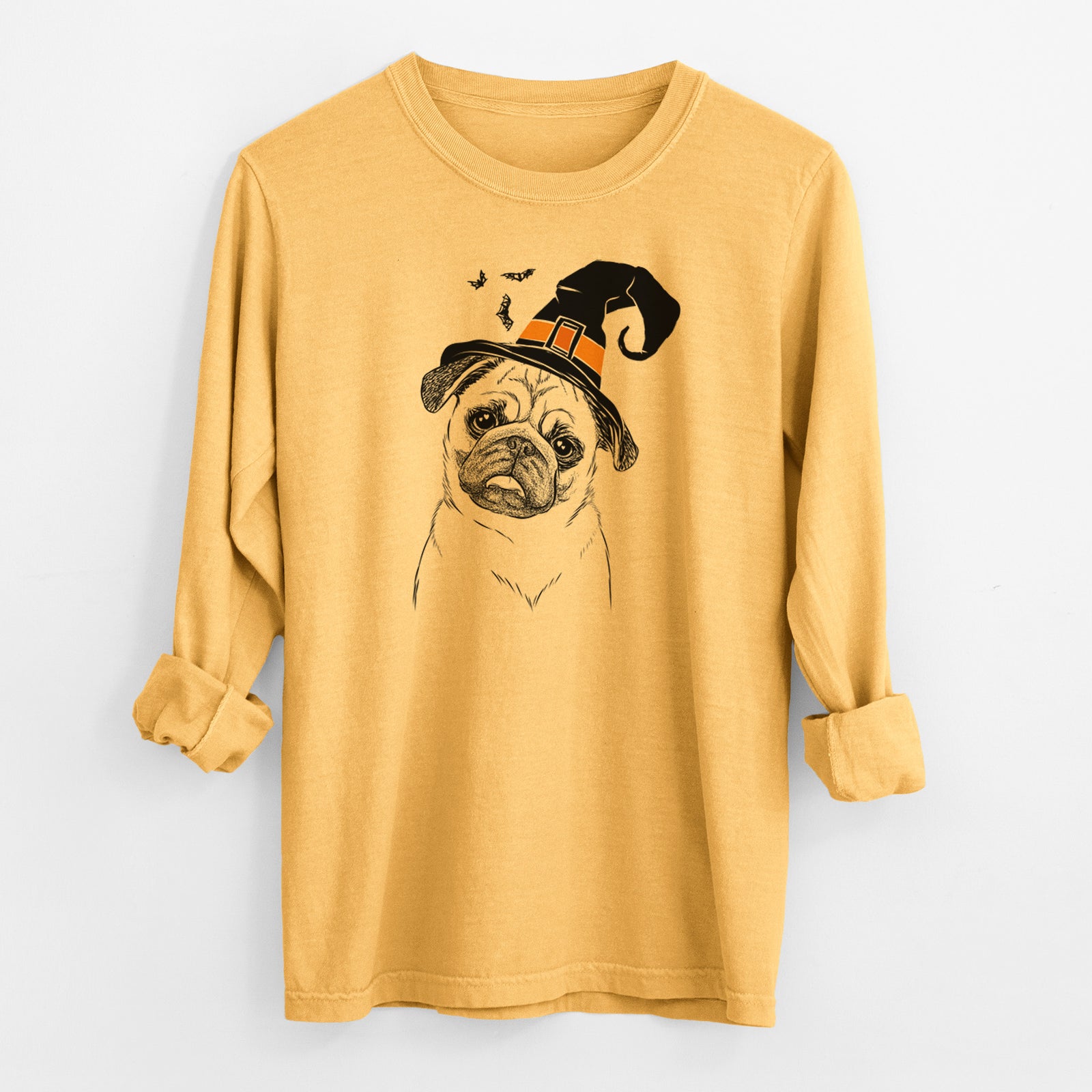 Witch Macy the Pug - Men's Heavyweight 100% Cotton Long Sleeve