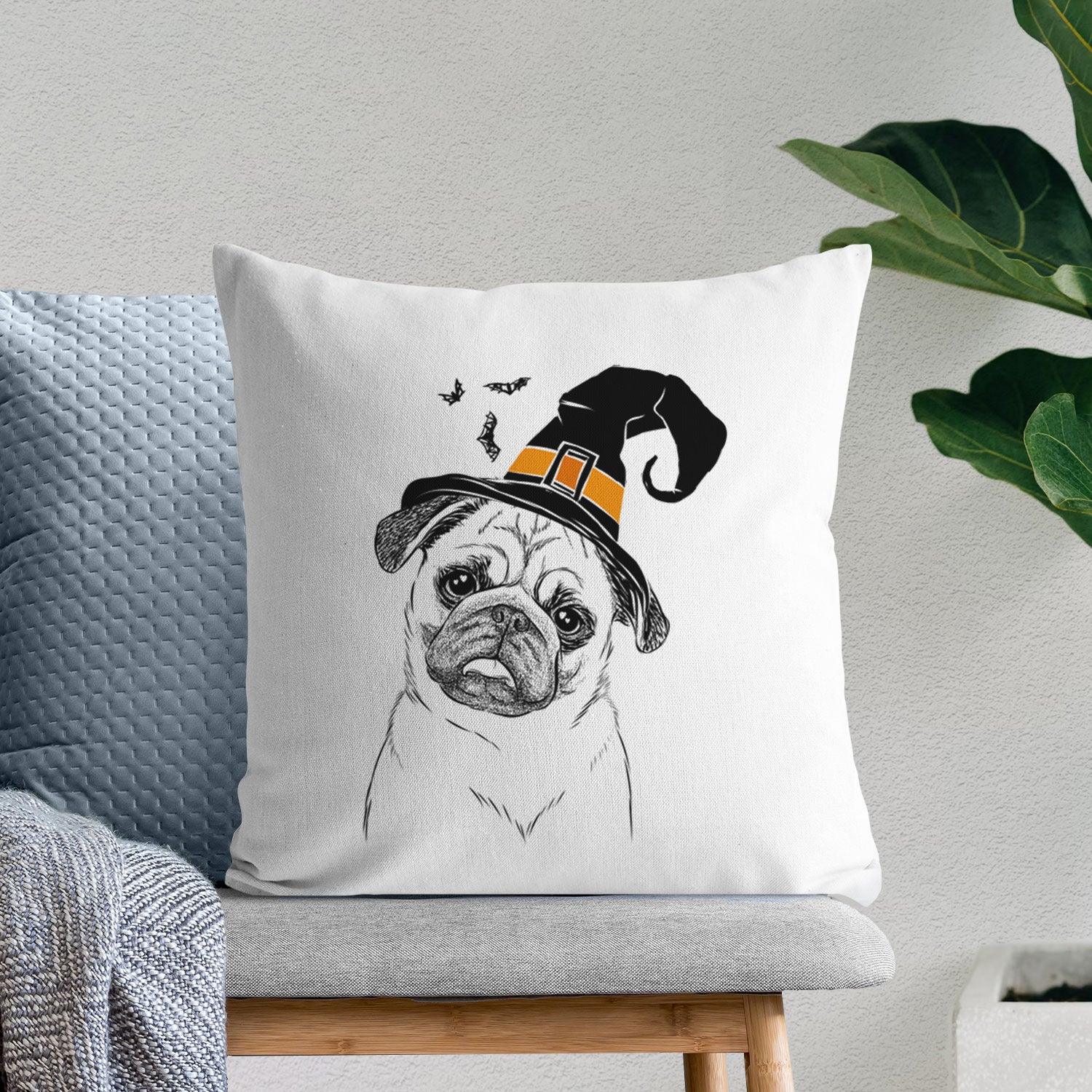 Macy the Pug - Throw Pillow Cover