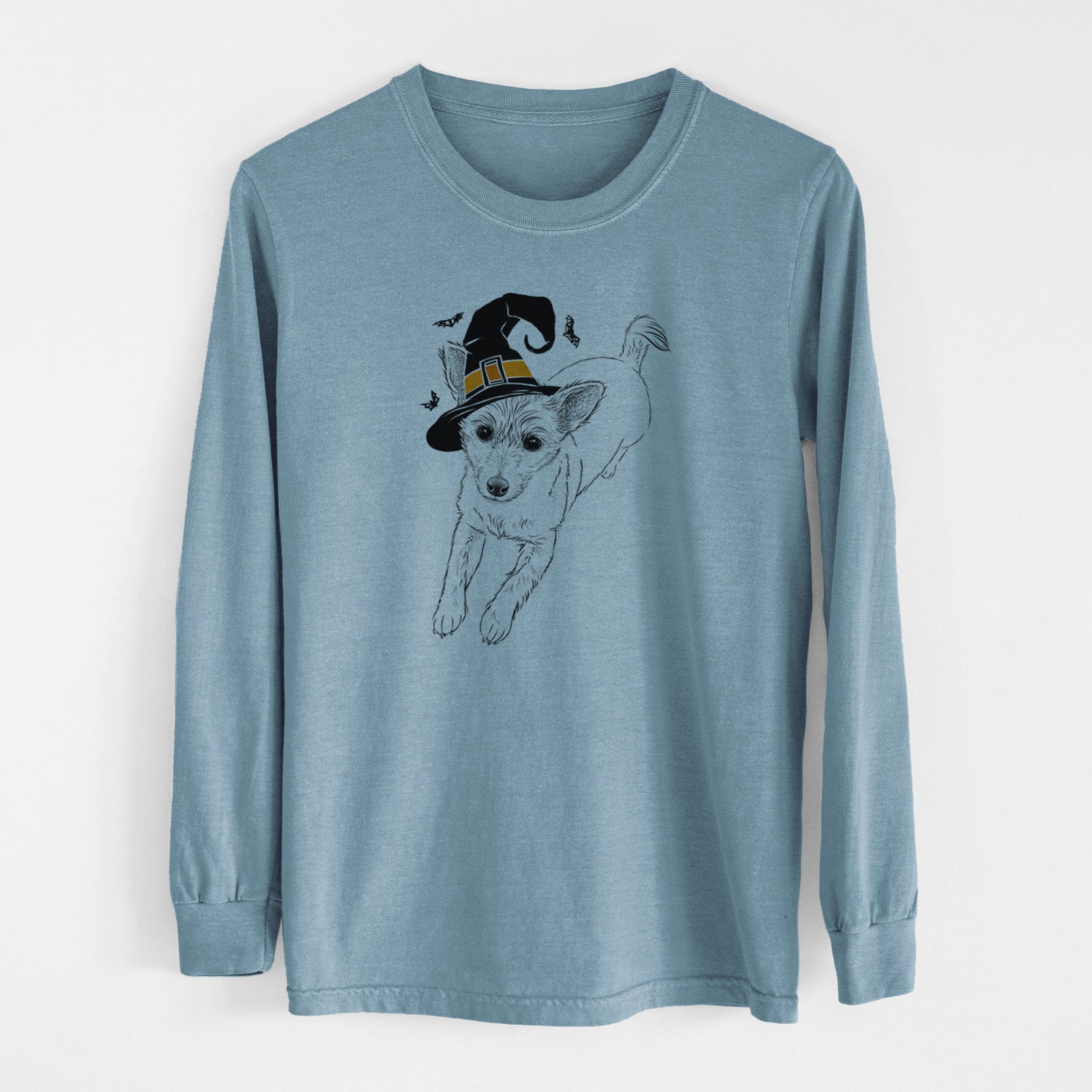 Witch Maisie the Terrier Mix - Men's Heavyweight 100% Cotton Long Sleeve