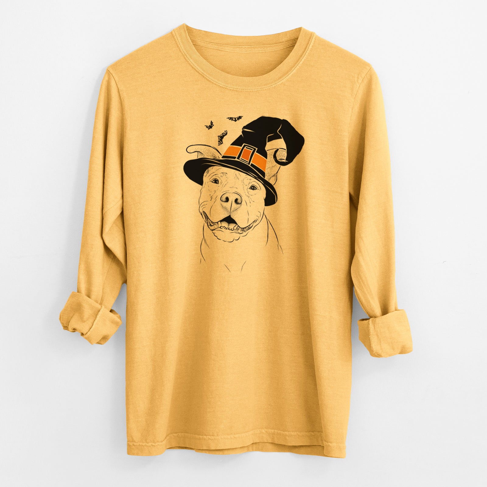Witch Malibu the Staffordshire Terrier/Pitbull Mix - Men's Heavyweight 100% Cotton Long Sleeve