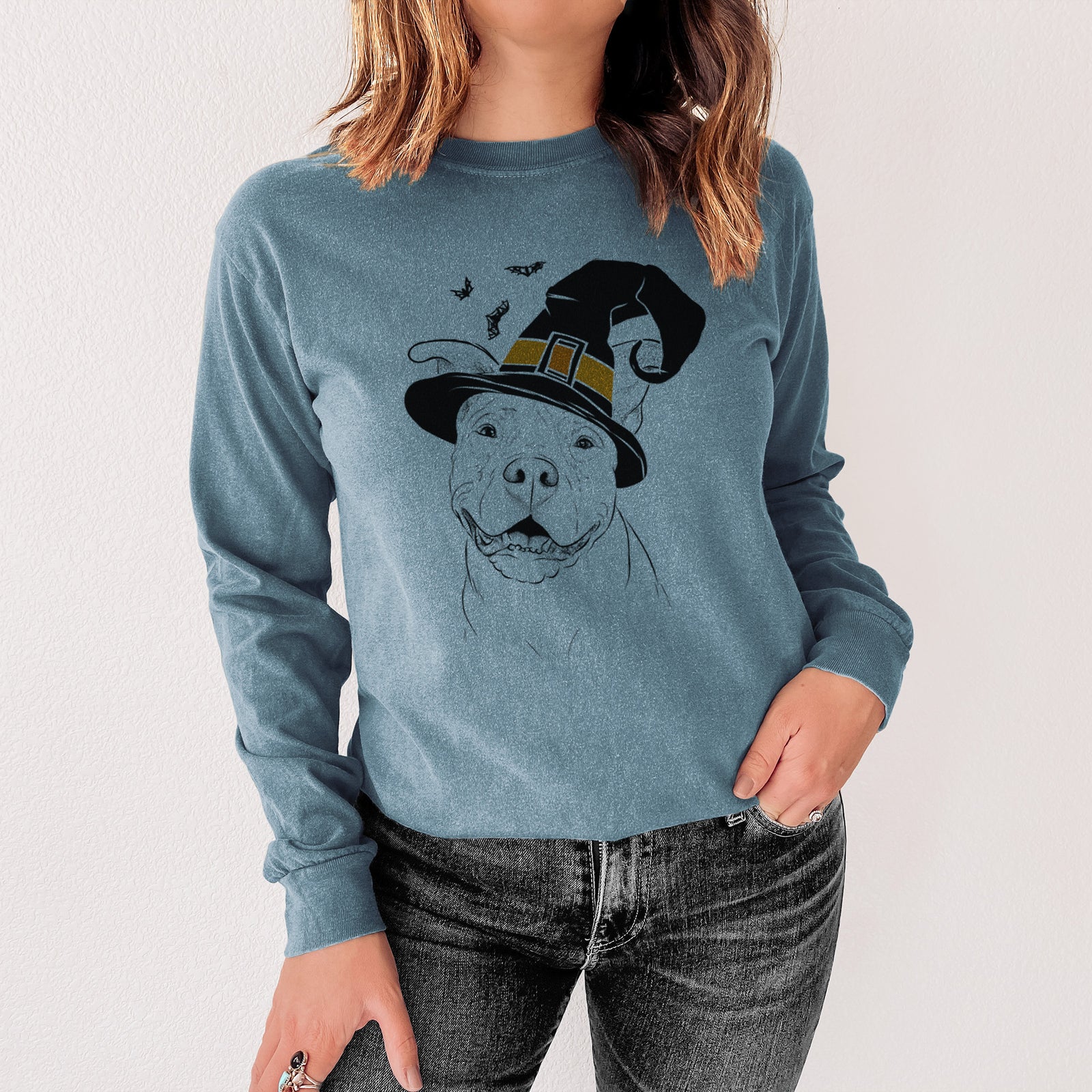 Witch Malibu the Staffordshire Terrier/Pitbull Mix - Men's Heavyweight 100% Cotton Long Sleeve