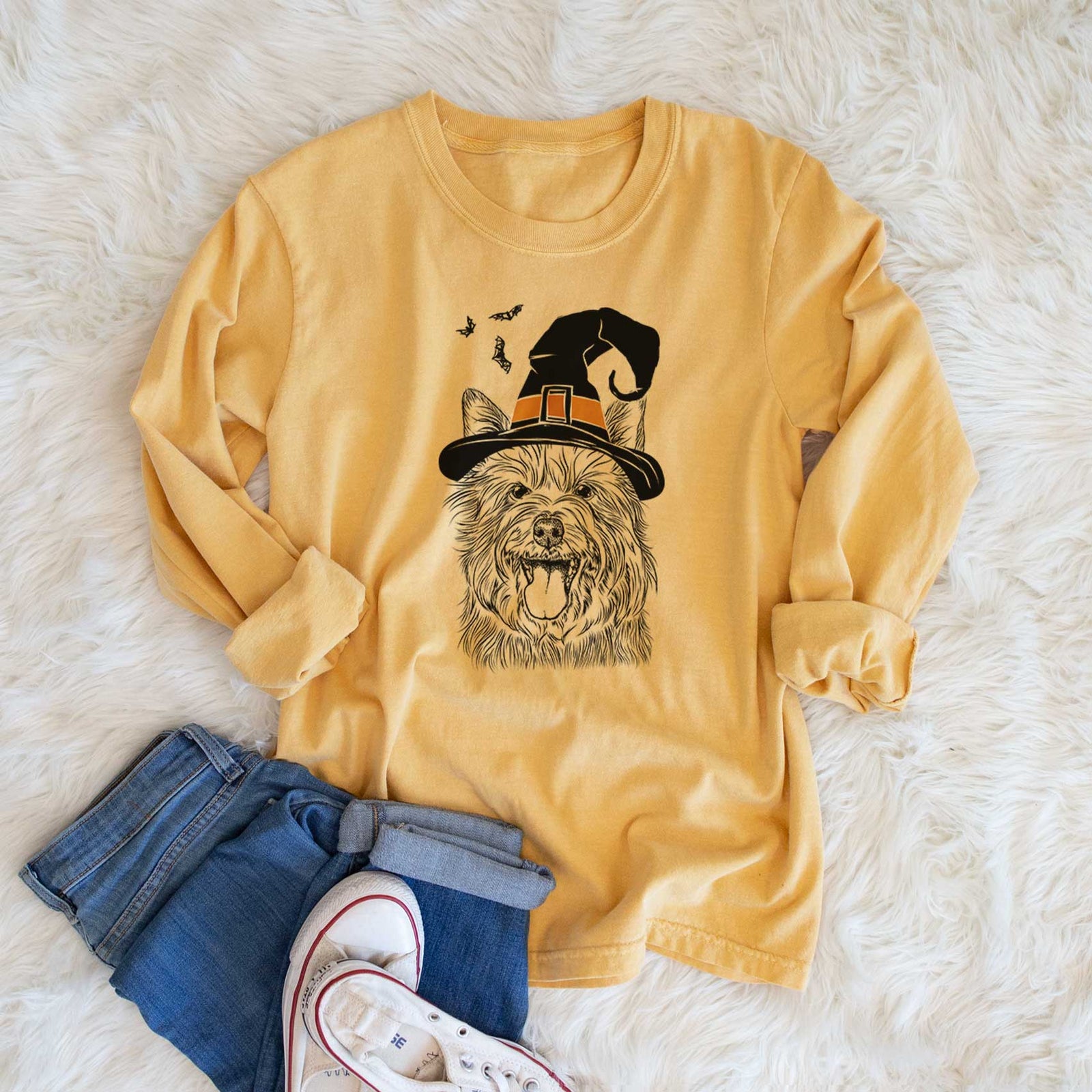 Witch Middy the Australian Terrier - Men's Heavyweight 100% Cotton Long Sleeve