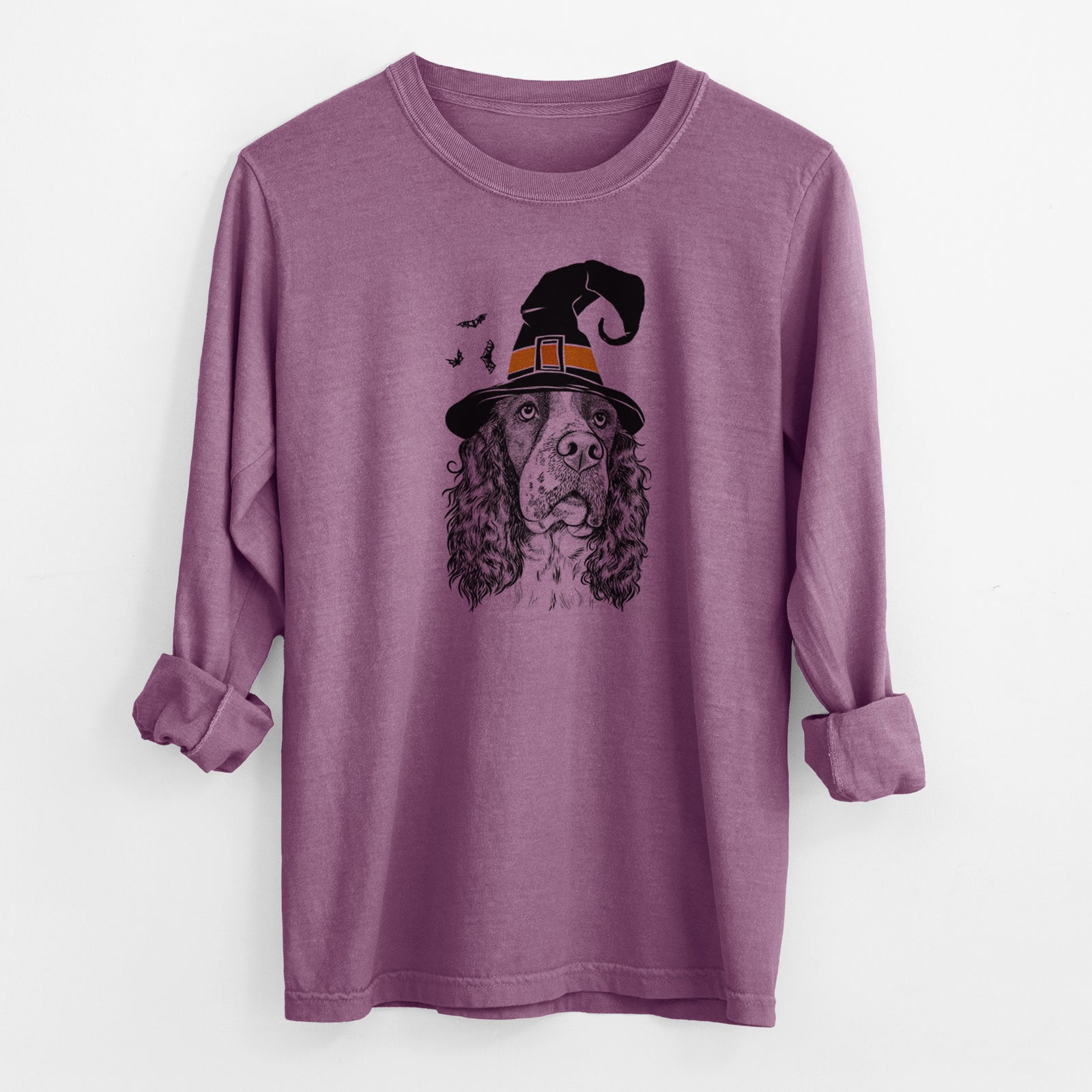 Witch Millie Mae the English Springer Spaniel - Men's Heavyweight 100% Cotton Long Sleeve