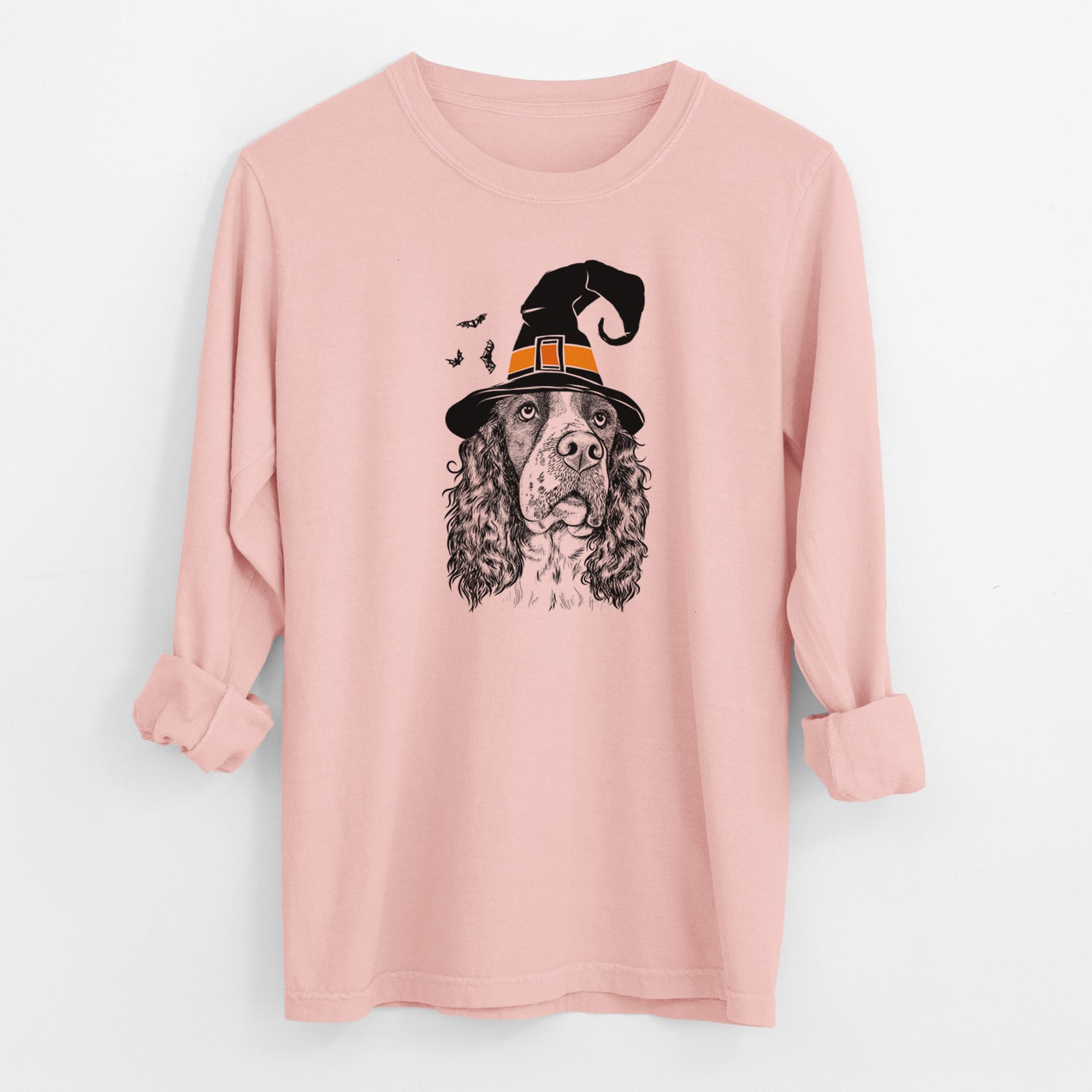 Witch Millie Mae the English Springer Spaniel - Men's Heavyweight 100% Cotton Long Sleeve