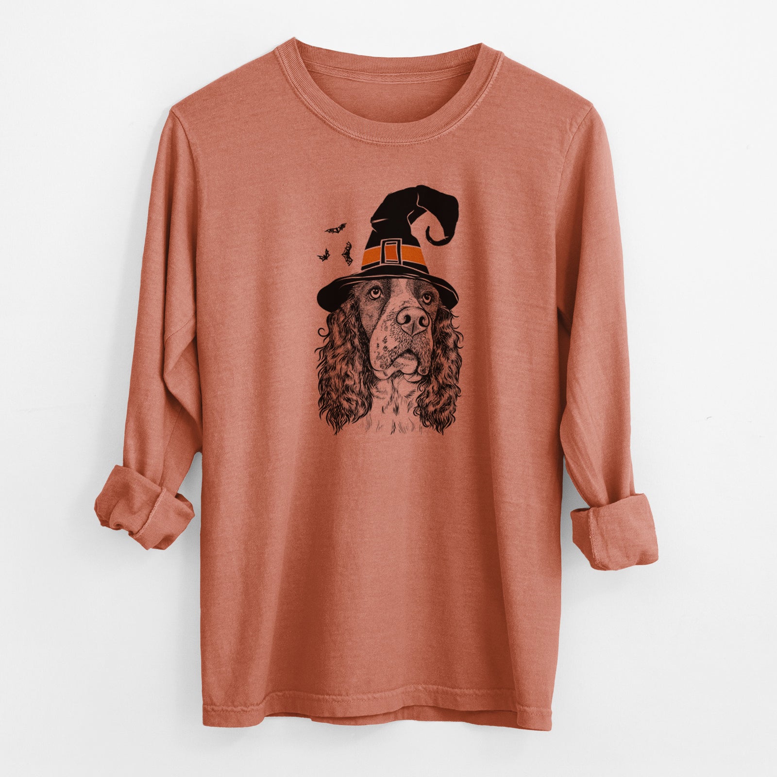 Witch Millie Mae the English Springer Spaniel - Men's Heavyweight 100% Cotton Long Sleeve