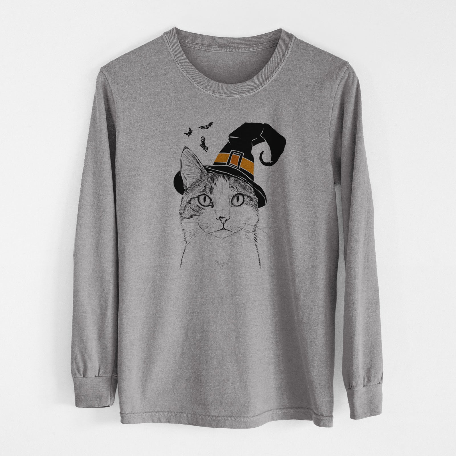 Witch Mini Griffin the Domestic Shorthair Cat - Men's Heavyweight 100% Cotton Long Sleeve