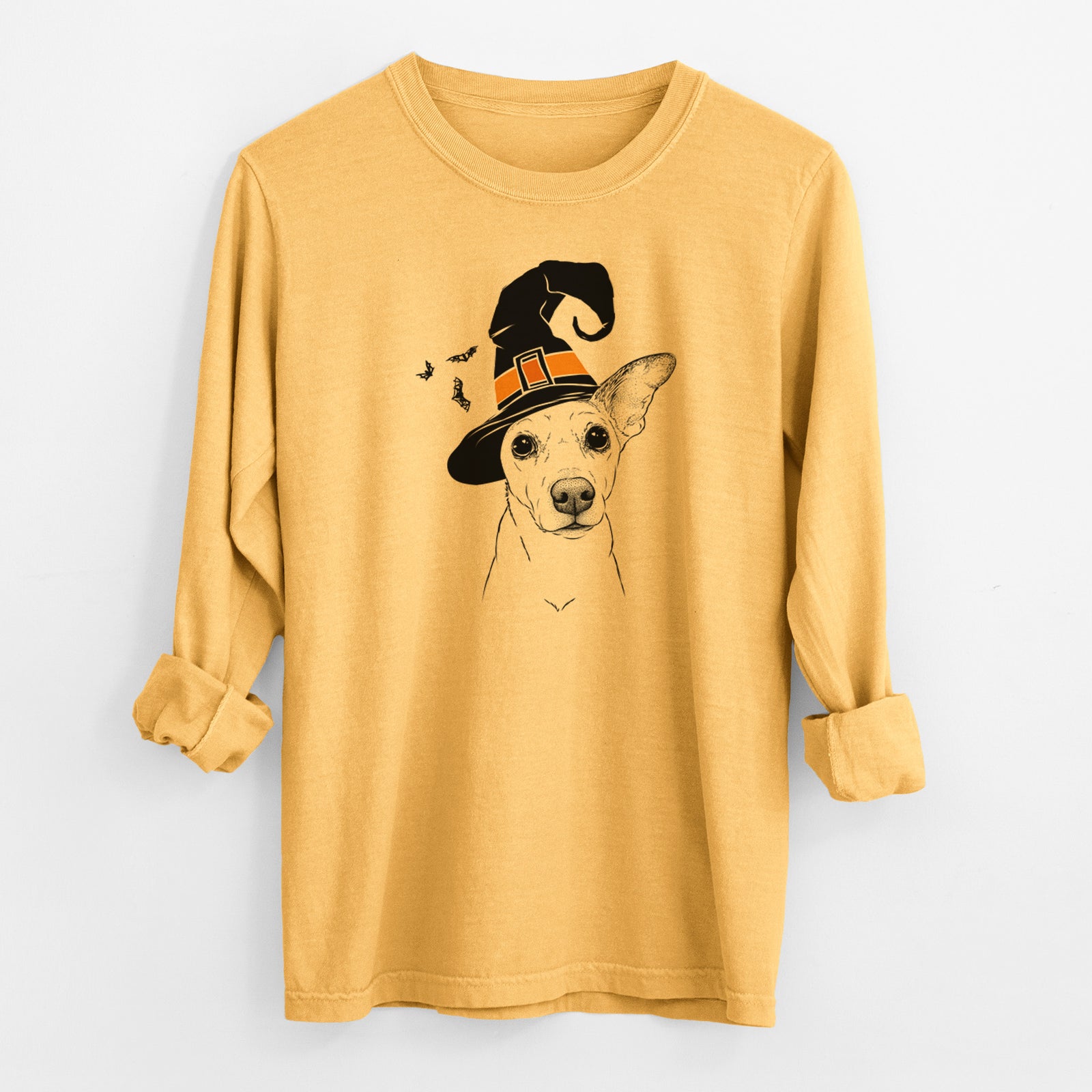 Witch Molly the Jack Russell Terrier - Men's Heavyweight 100% Cotton Long Sleeve