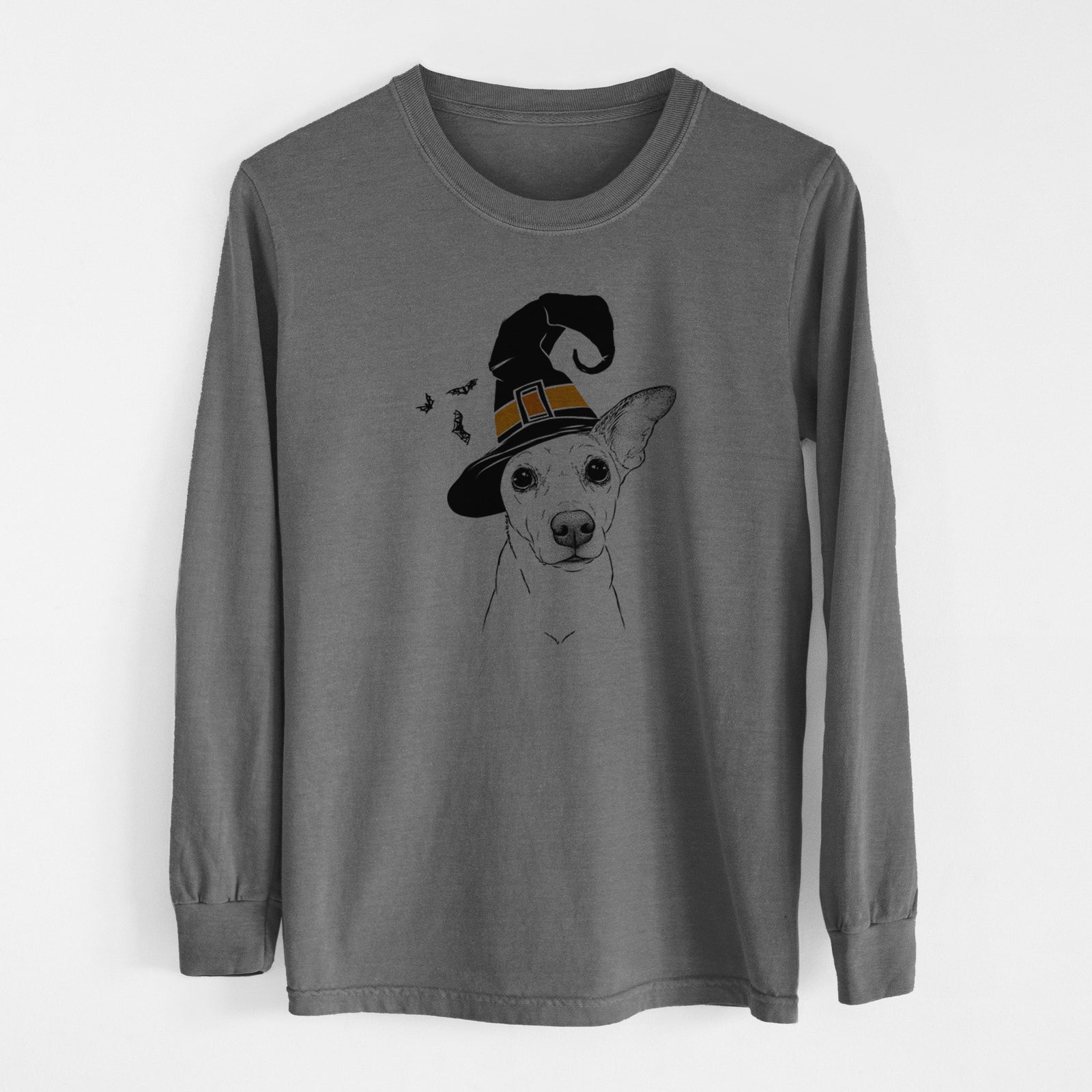 Witch Molly the Jack Russell Terrier - Men's Heavyweight 100% Cotton Long Sleeve