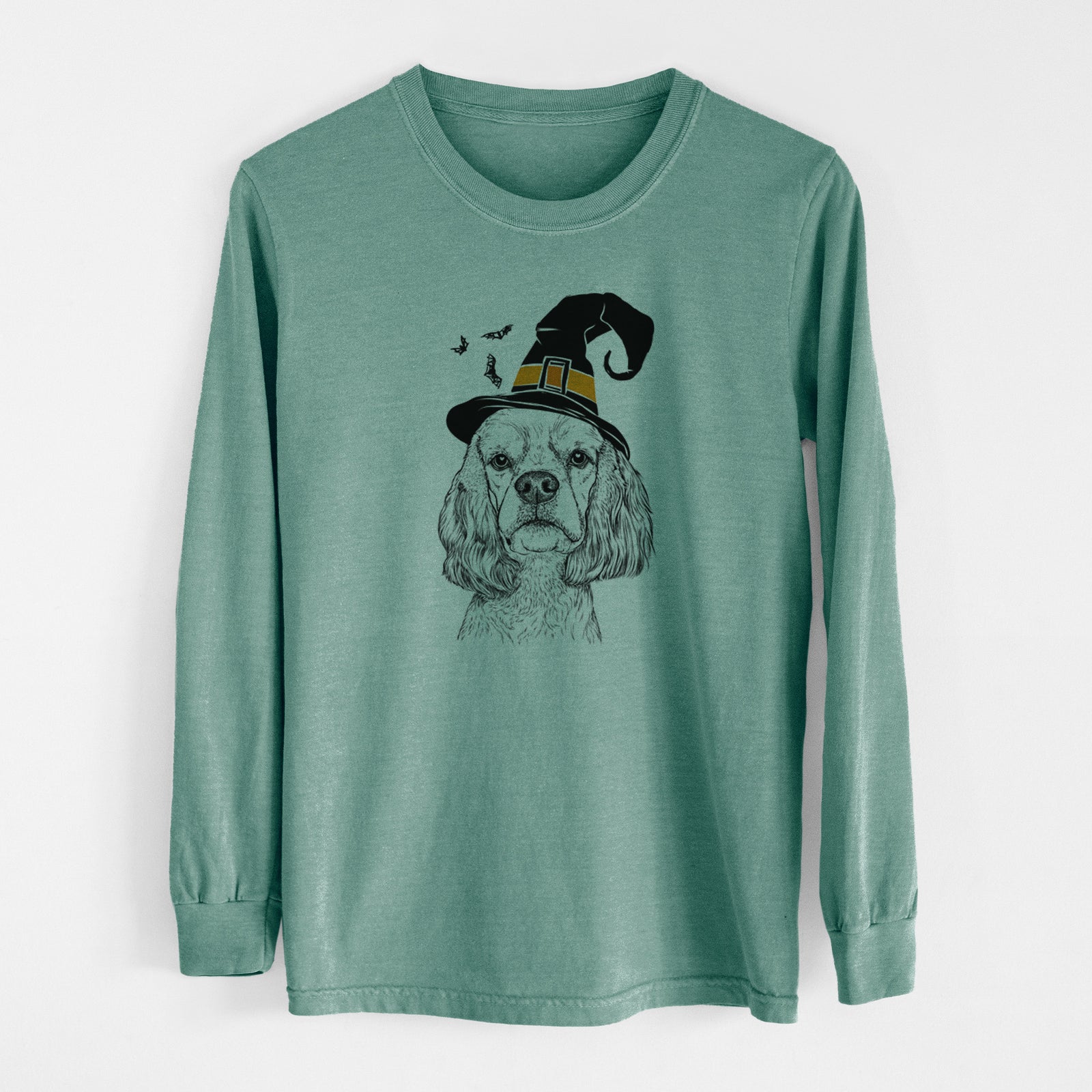 Witch Oakley the American Cocker Spaniel - Men's Heavyweight 100% Cotton Long Sleeve