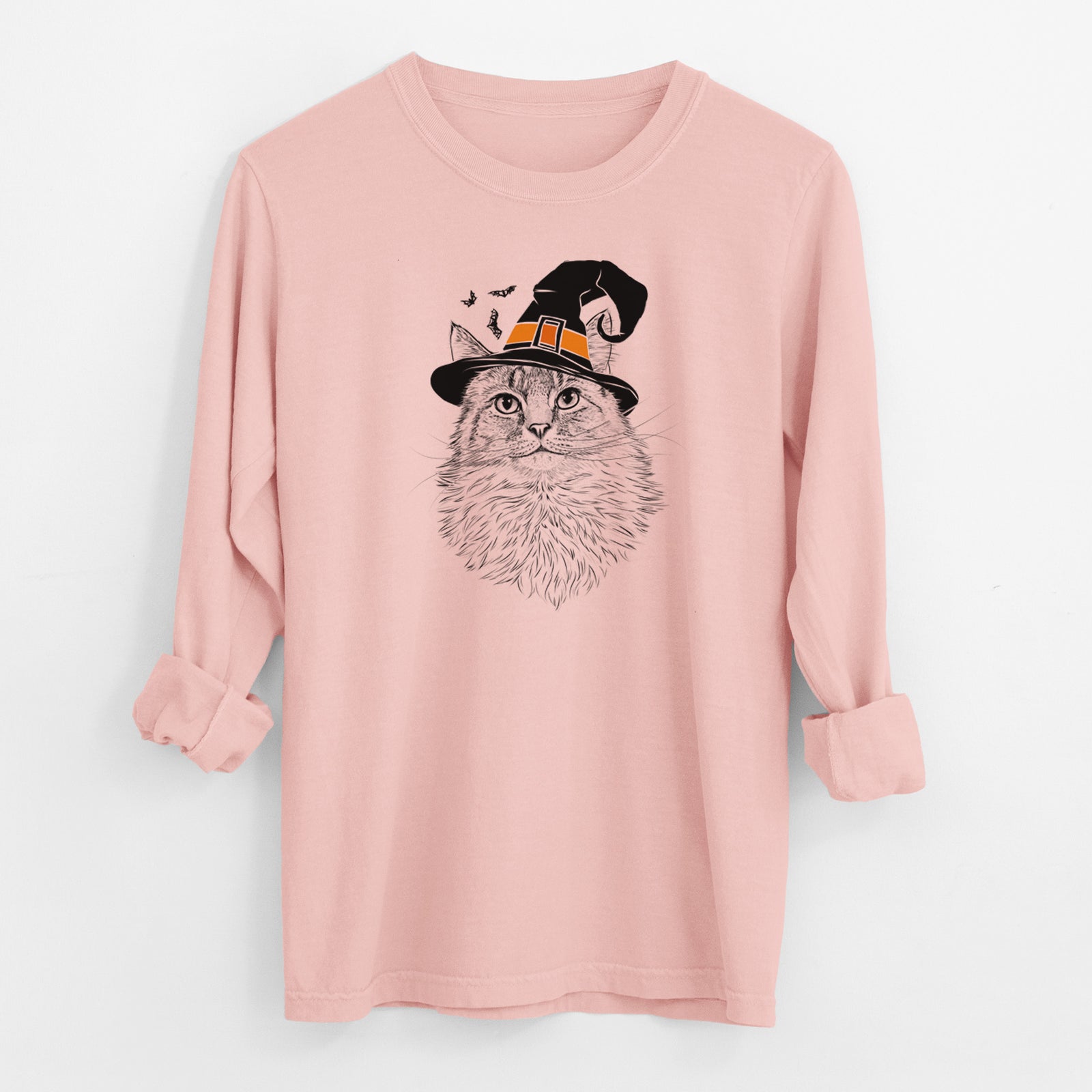 Witch Olive the Cat - Men's Heavyweight 100% Cotton Long Sleeve