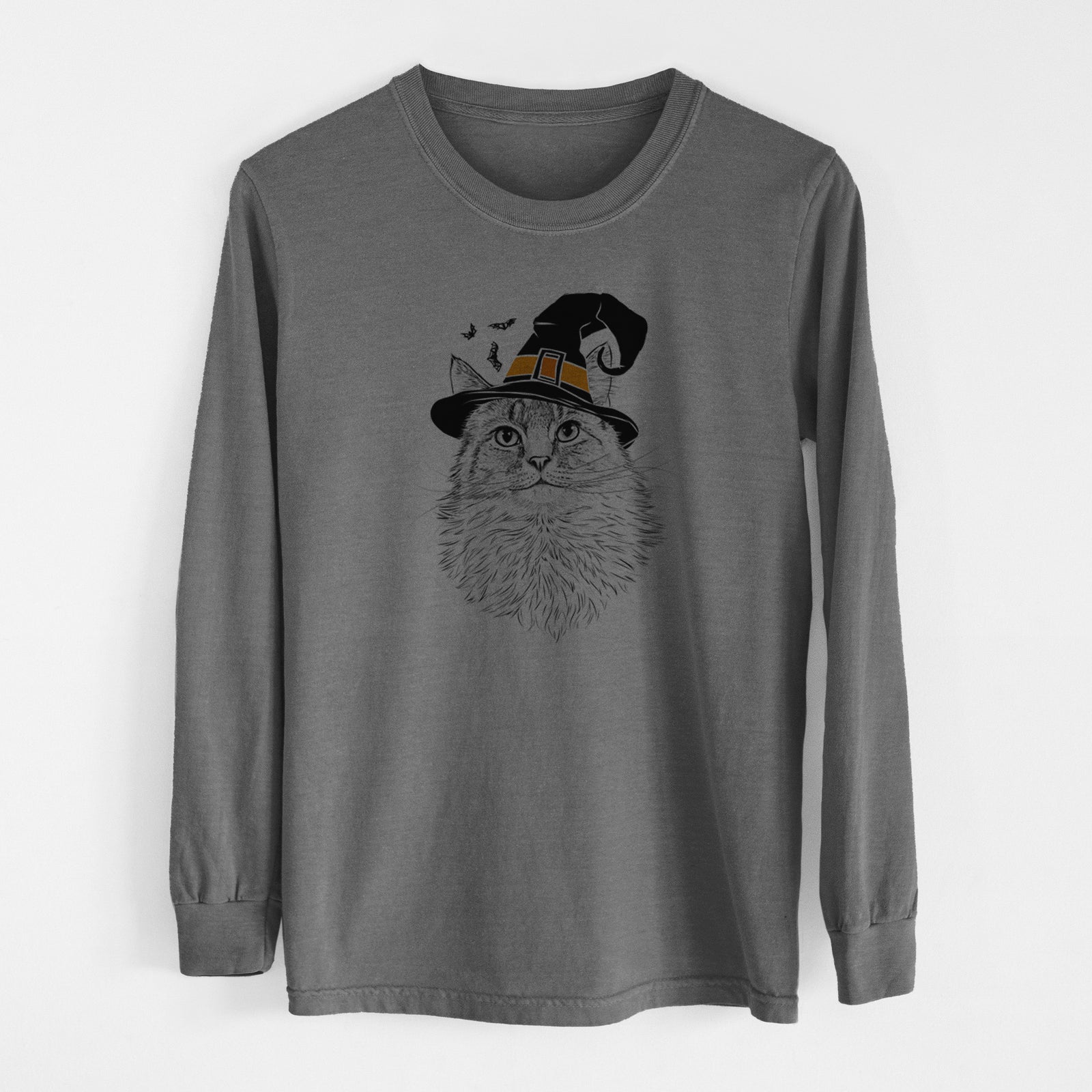 Witch Olive the Cat - Men's Heavyweight 100% Cotton Long Sleeve