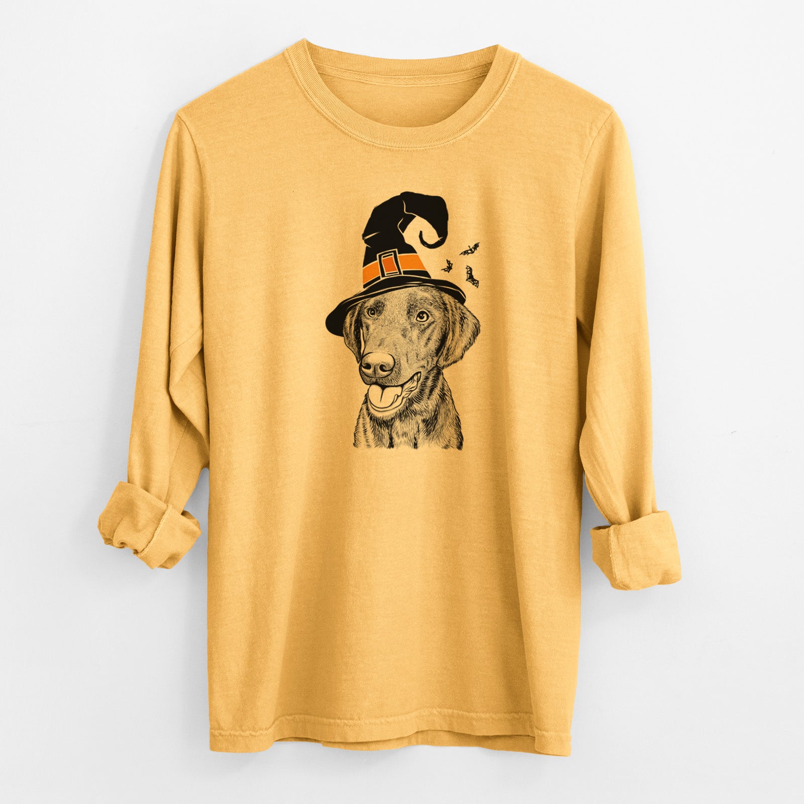 Witch Onyx the Labrador Retriever - Men's Heavyweight 100% Cotton Long Sleeve