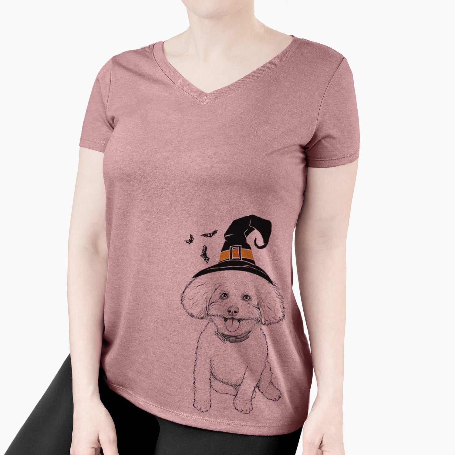 Witch Peyton the Bichon Frise - Women's Perfect V-neck Shirt
