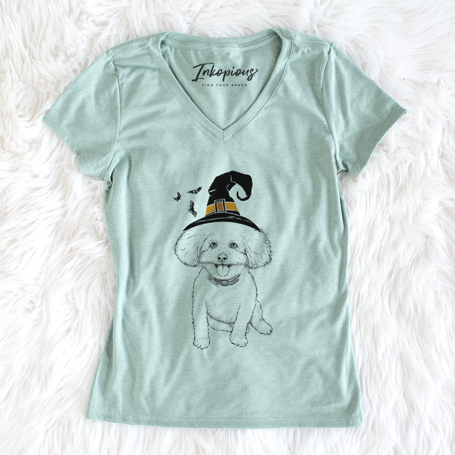 Witch Peyton the Bichon Frise - Women's Perfect V-neck Shirt