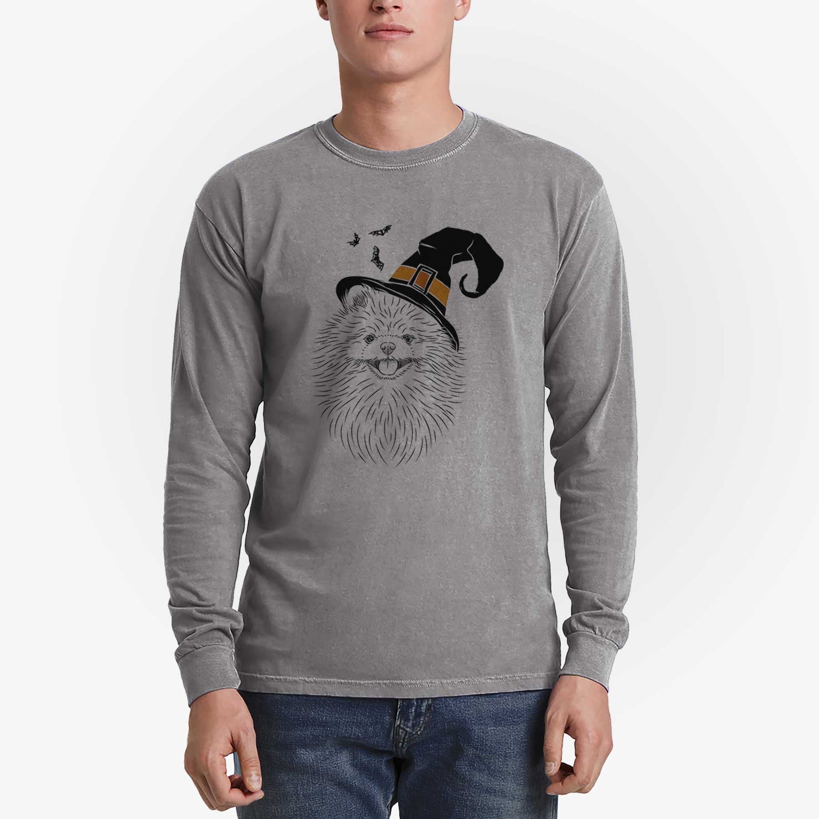 Witch Pirro the Pomeranian - Men's Heavyweight 100% Cotton Long Sleeve