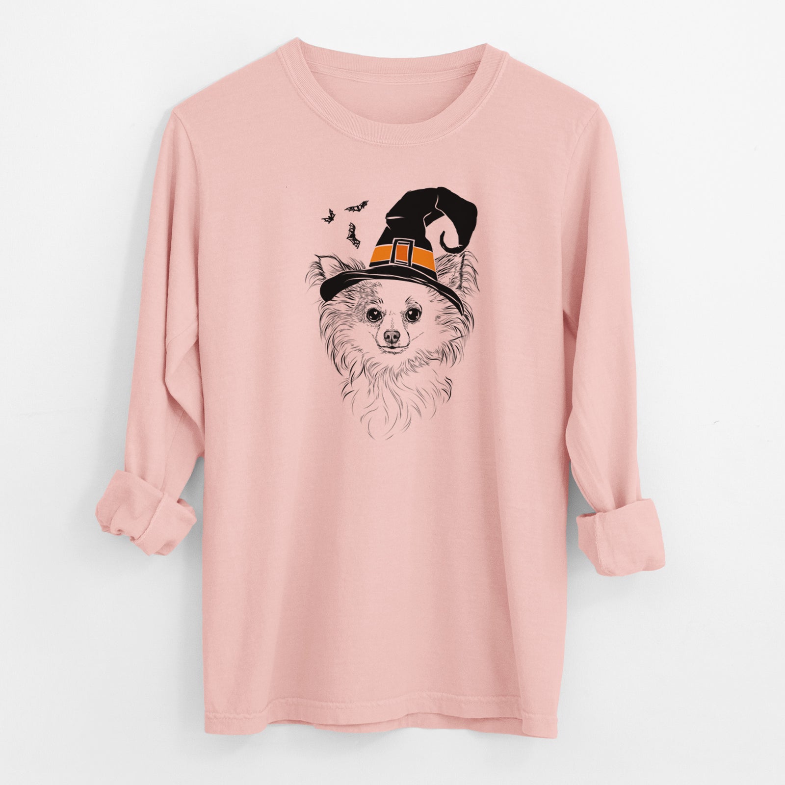 Witch Princess Ava the Long Haired Chihuahua - Men's Heavyweight 100% Cotton Long Sleeve