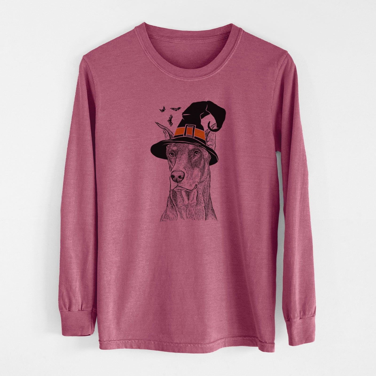 Witch RJ the Doberman Pinscher - Men's Heavyweight 100% Cotton Long Sleeve