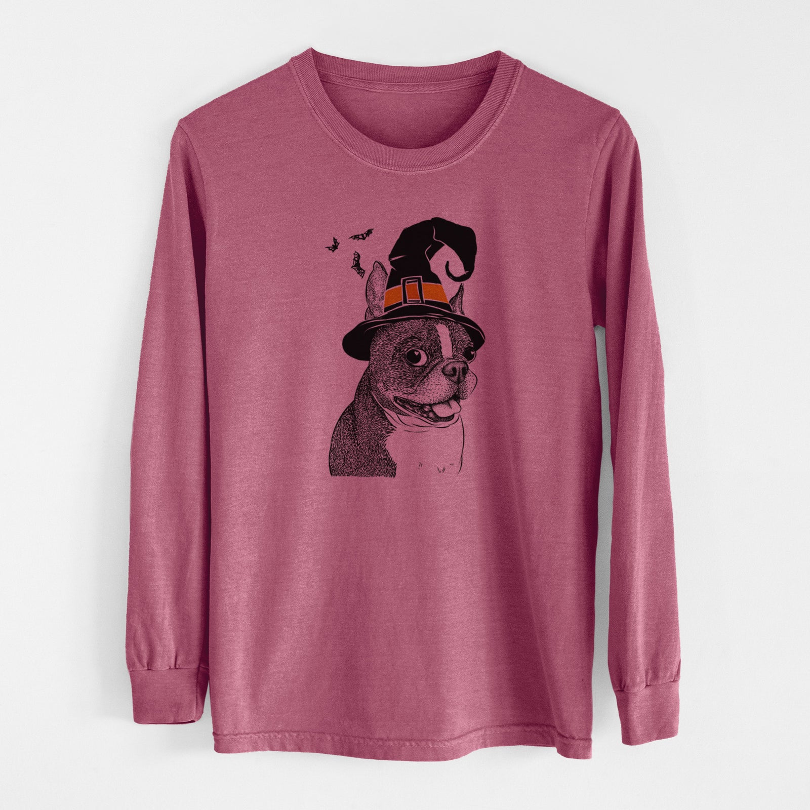 Witch Ralphie the Boston Terrier - Men's Heavyweight 100% Cotton Long Sleeve