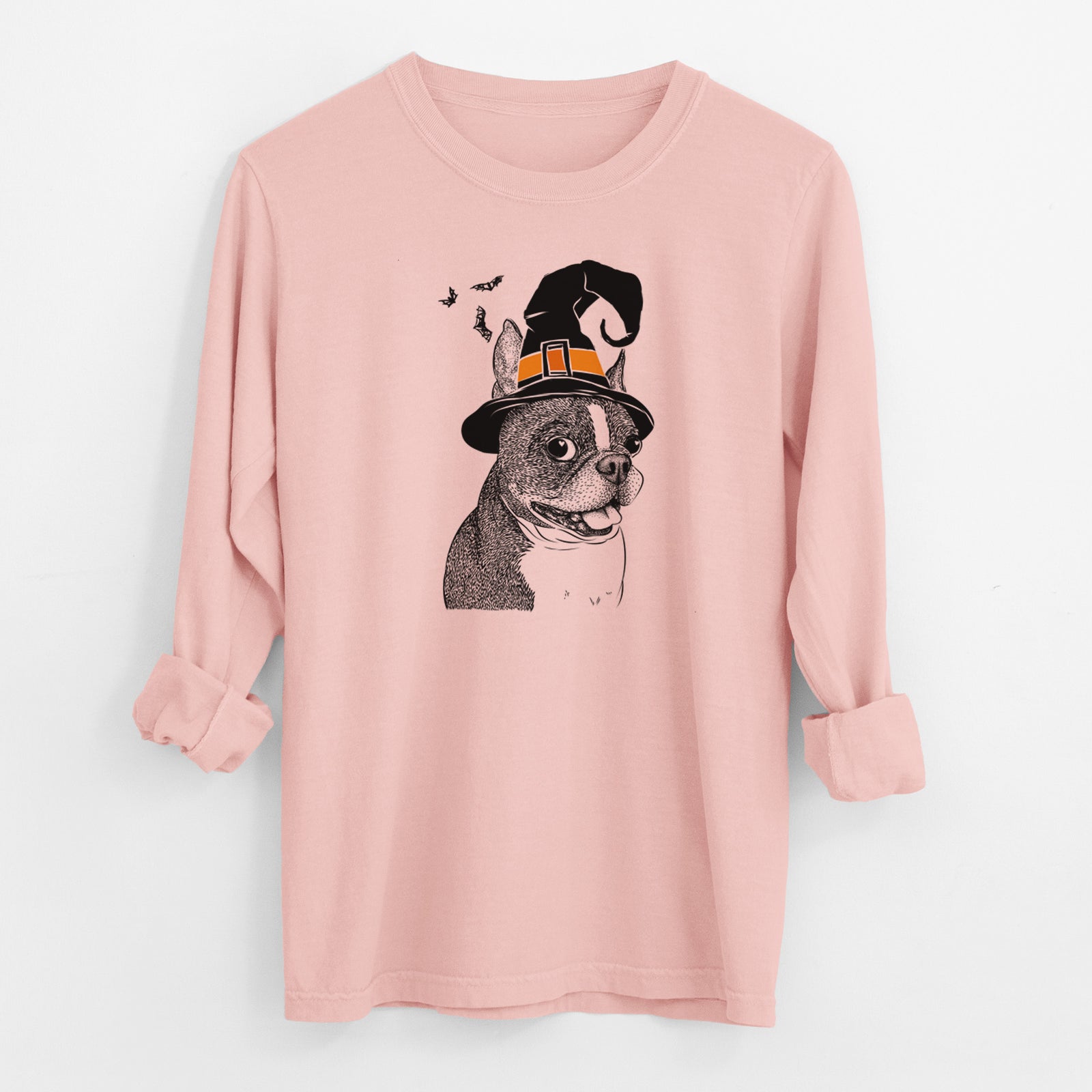 Witch Ralphie the Boston Terrier - Men's Heavyweight 100% Cotton Long Sleeve