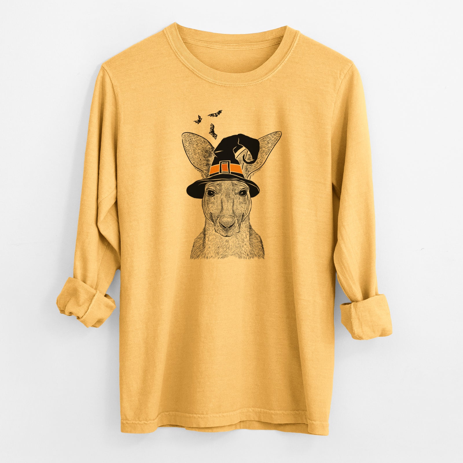 Witch Roger the Red Kangaroo - Men's Heavyweight 100% Cotton Long Sleeve