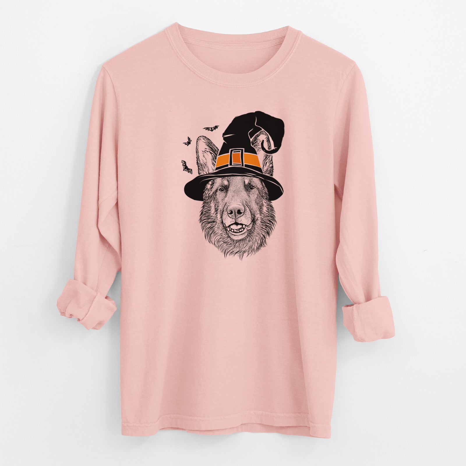 Witch Sammie the German Shepherd - Men's Heavyweight 100% Cotton Long Sleeve