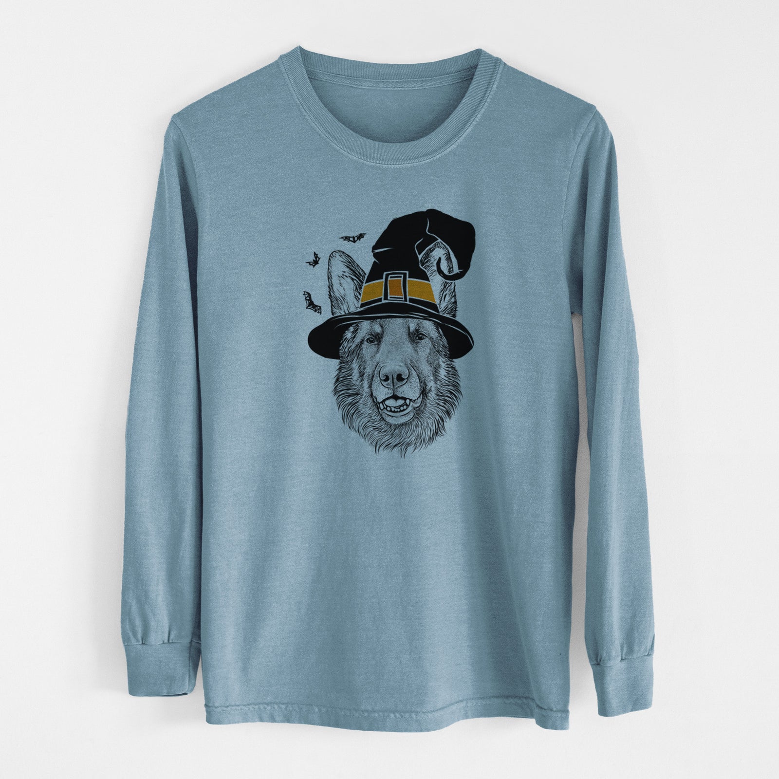 Witch Sammie the German Shepherd - Men's Heavyweight 100% Cotton Long Sleeve