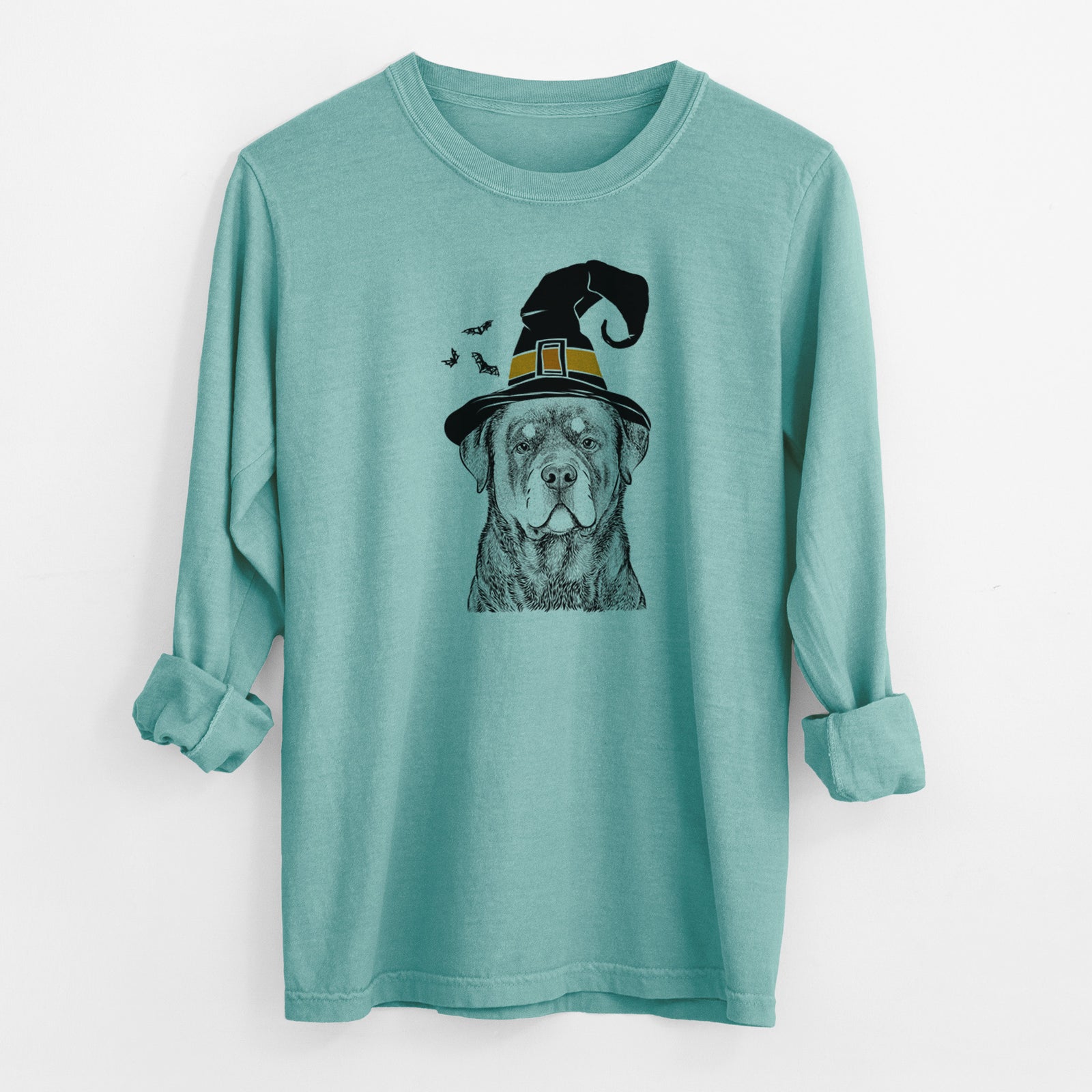 Witch Sarge the Rottweiler - Men's Heavyweight 100% Cotton Long Sleeve