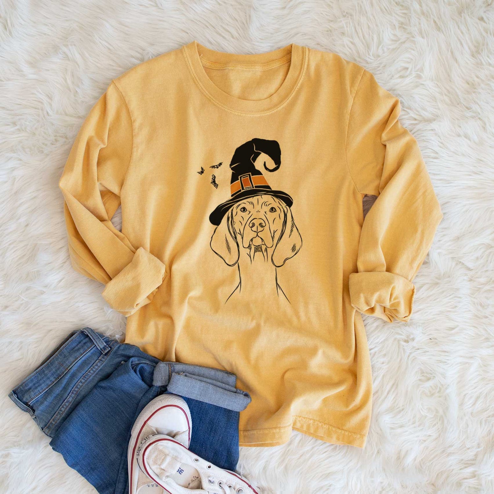 Witch Sawyer the Vizsla - Men's Heavyweight 100% Cotton Long Sleeve