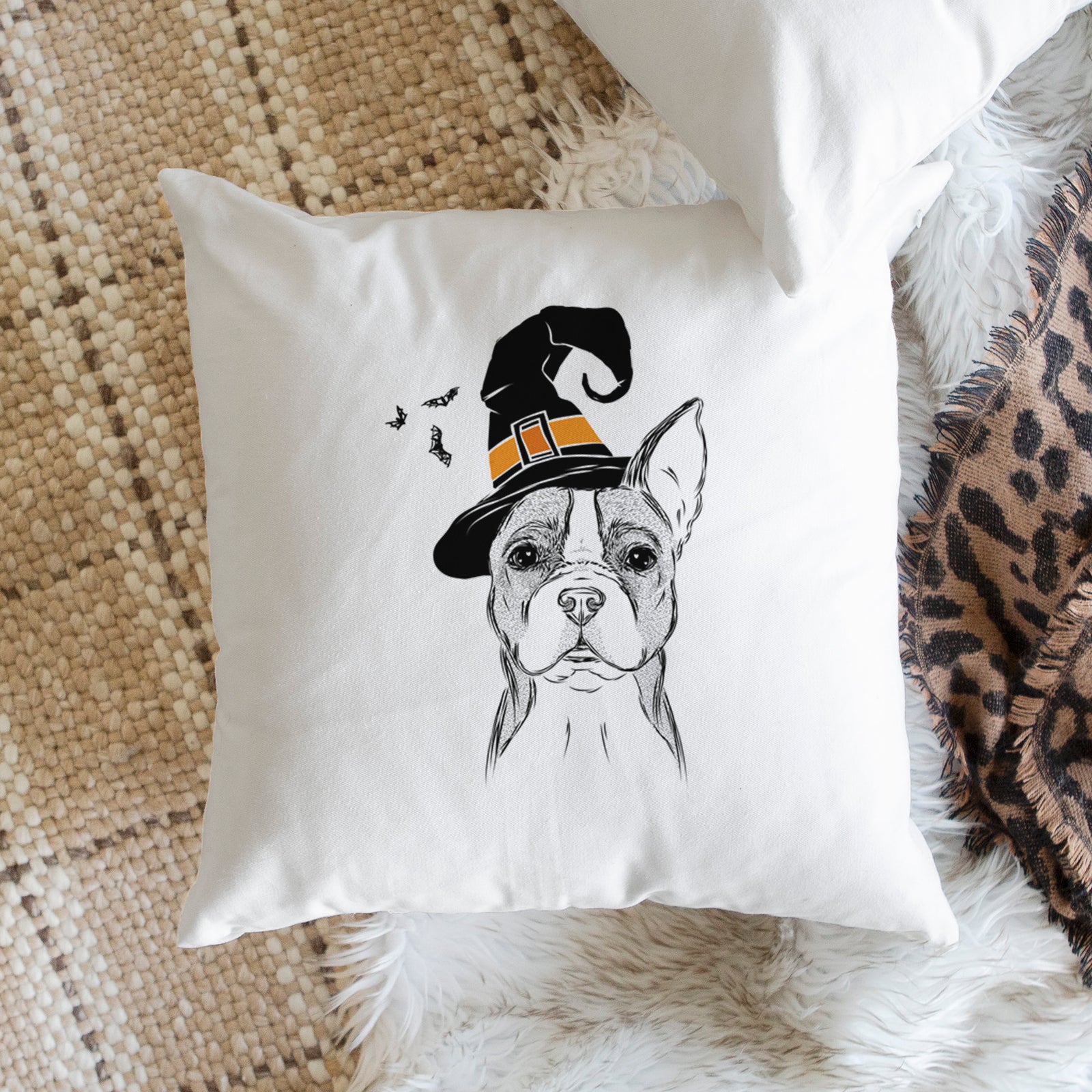 Scout the Boston Terrier - Throw Pillow Cover