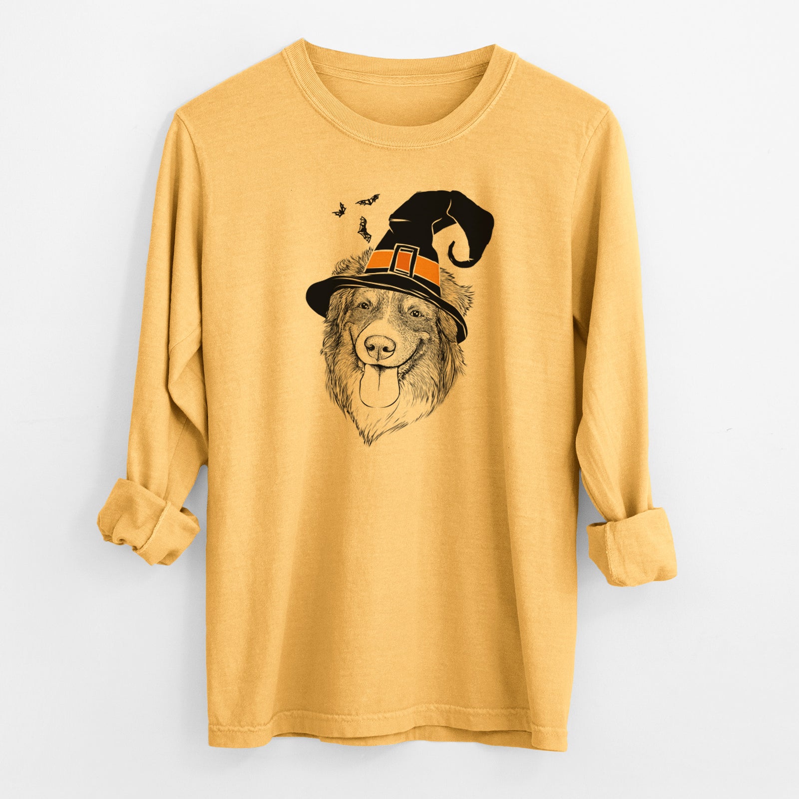 Witch Siena the Australian Shepherd - Men's Heavyweight 100% Cotton Long Sleeve