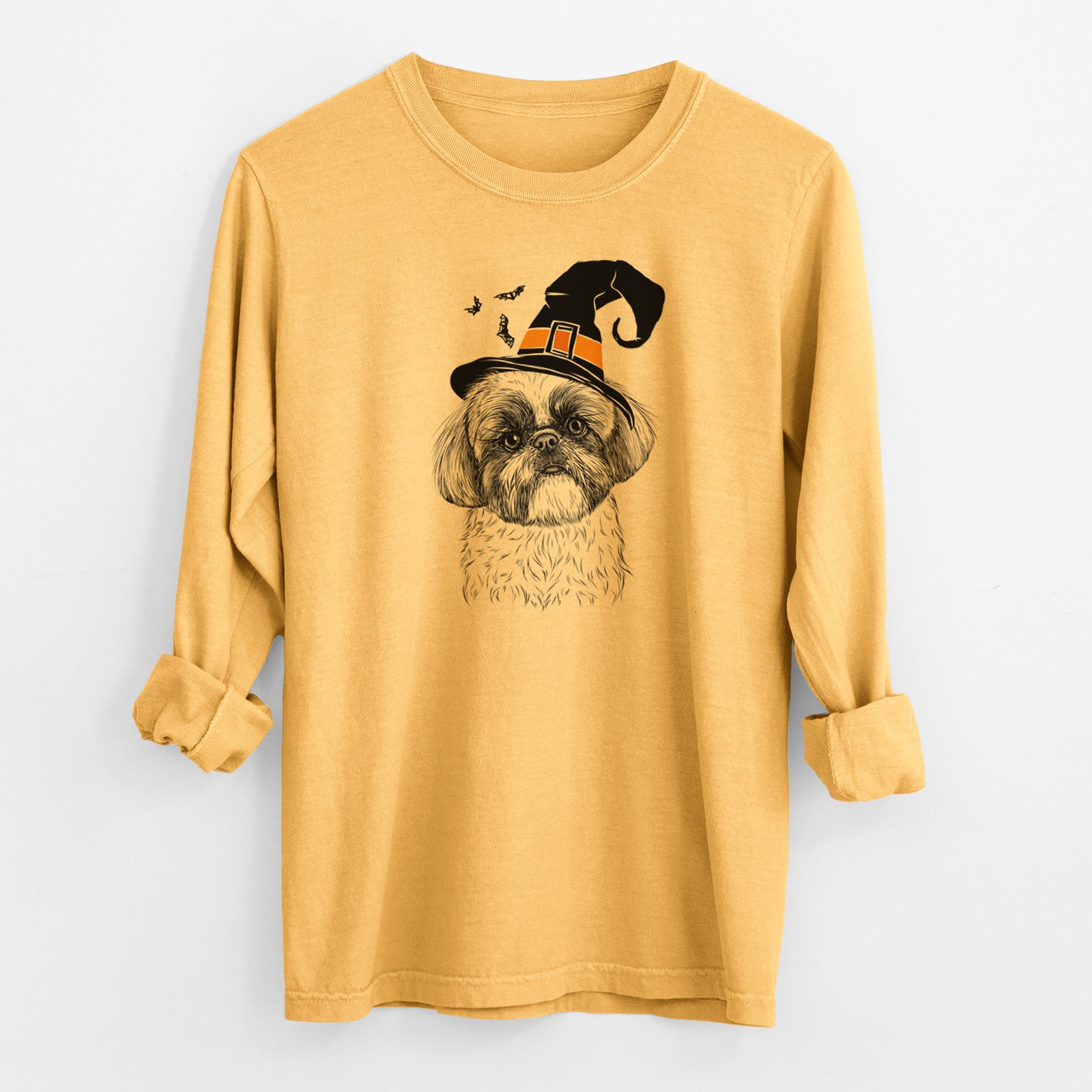 Witch Simon the Shih Tzu - Men's Heavyweight 100% Cotton Long Sleeve