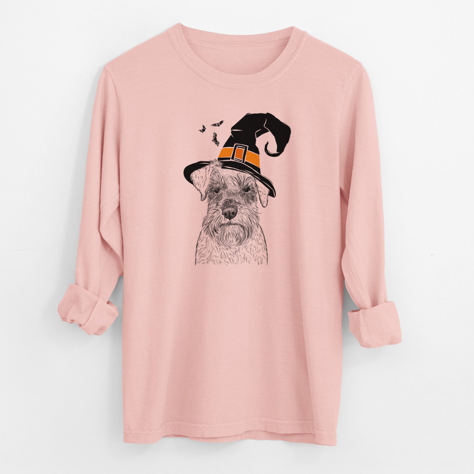 Witch Smokey the Miniature Schnauzer - Men's Heavyweight 100% Cotton Long Sleeve