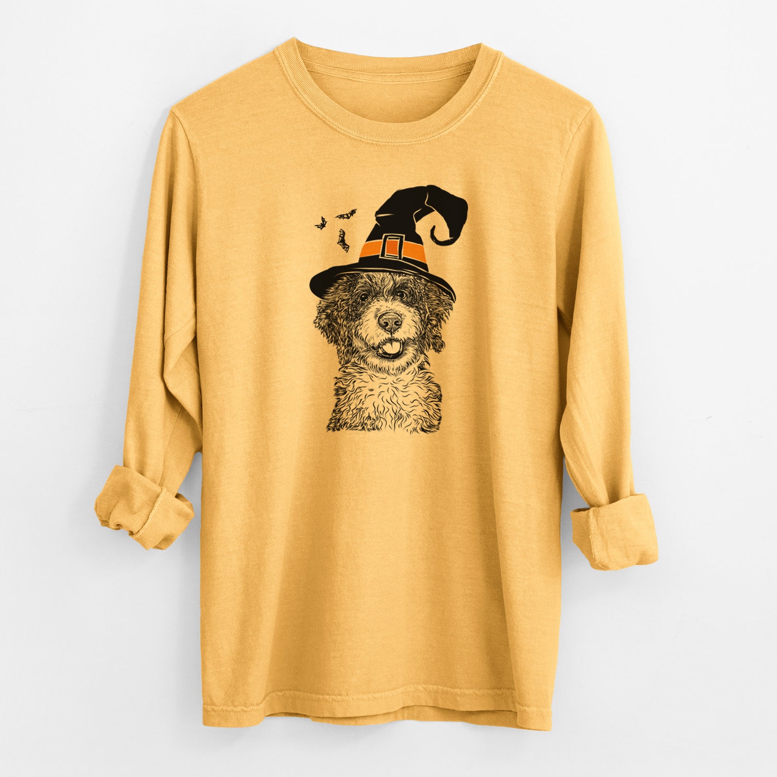 Witch Smoky the Bernedoodle Puppy - Men's Heavyweight 100% Cotton Long Sleeve