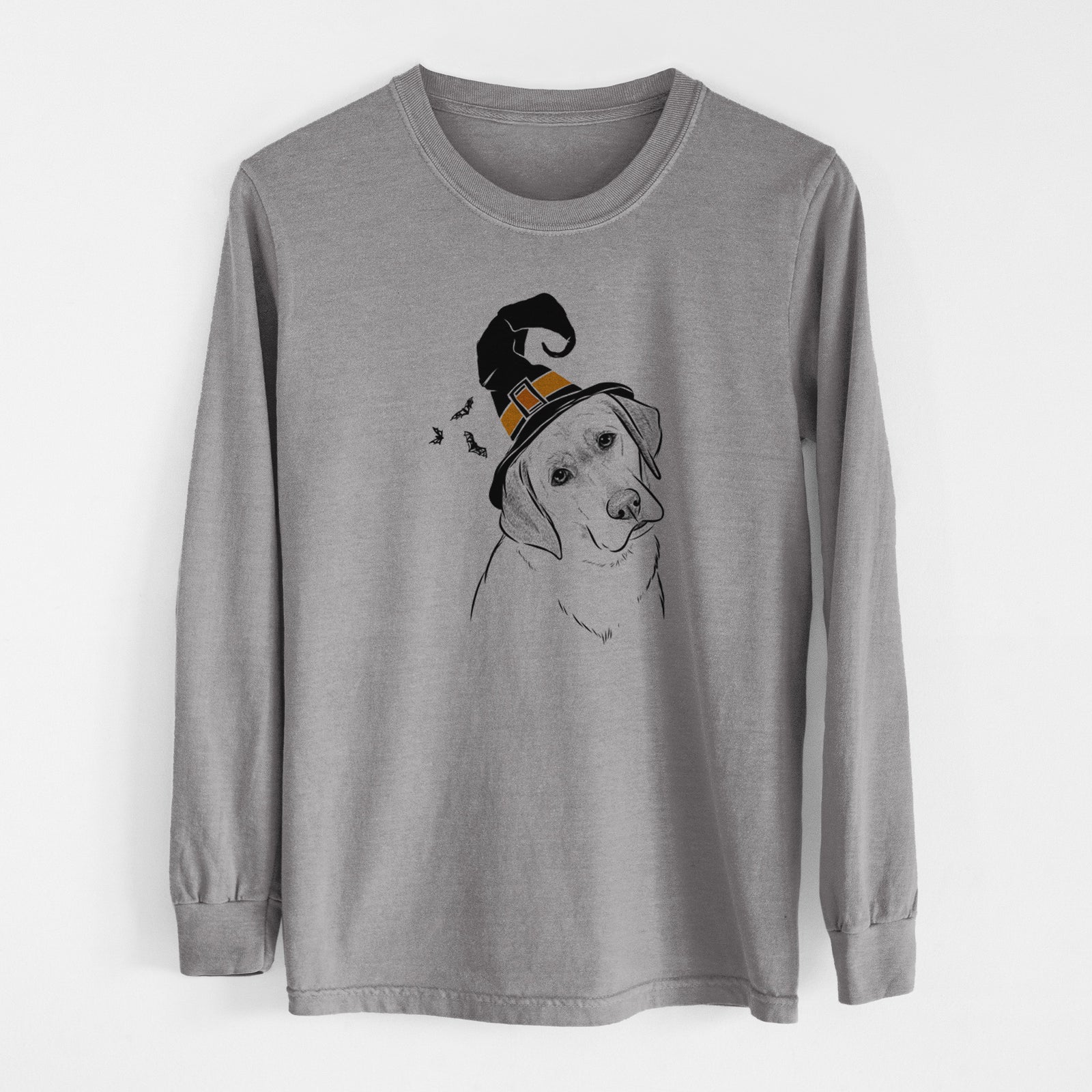 Witch Stella the Yellow Lab - Men's Heavyweight 100% Cotton Long Sleeve