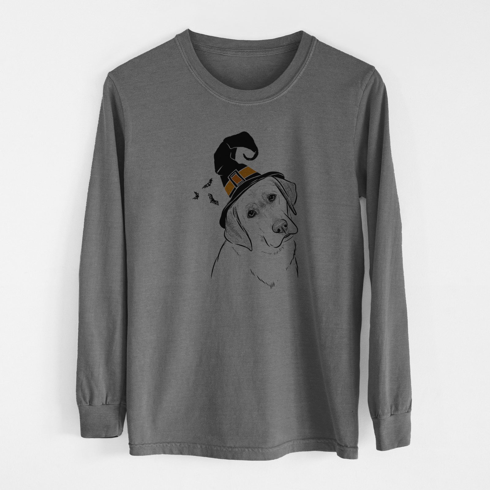Witch Stella the Yellow Lab - Men's Heavyweight 100% Cotton Long Sleeve