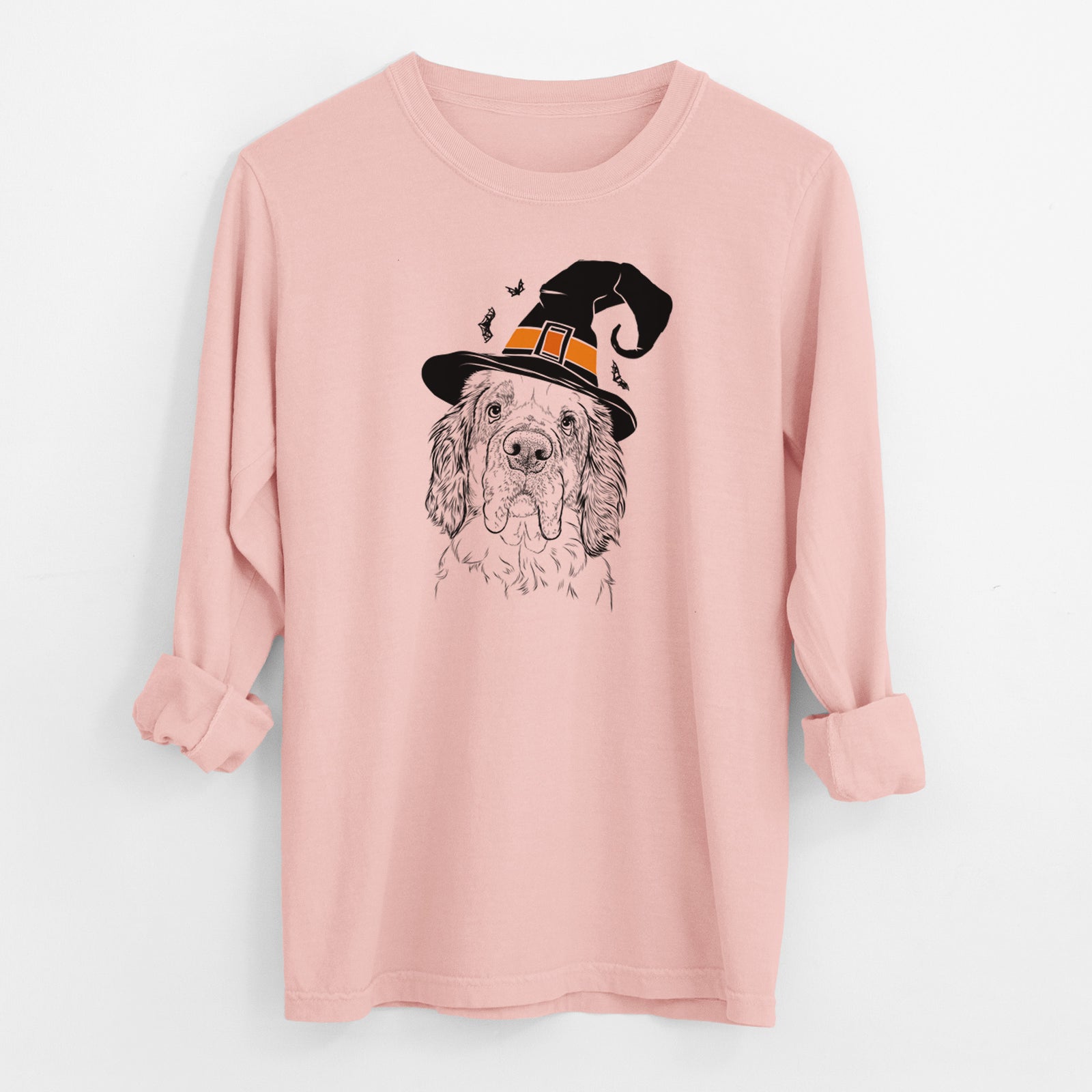 Witch Sully the Clumber Spaniel - Men's Heavyweight 100% Cotton Long Sleeve
