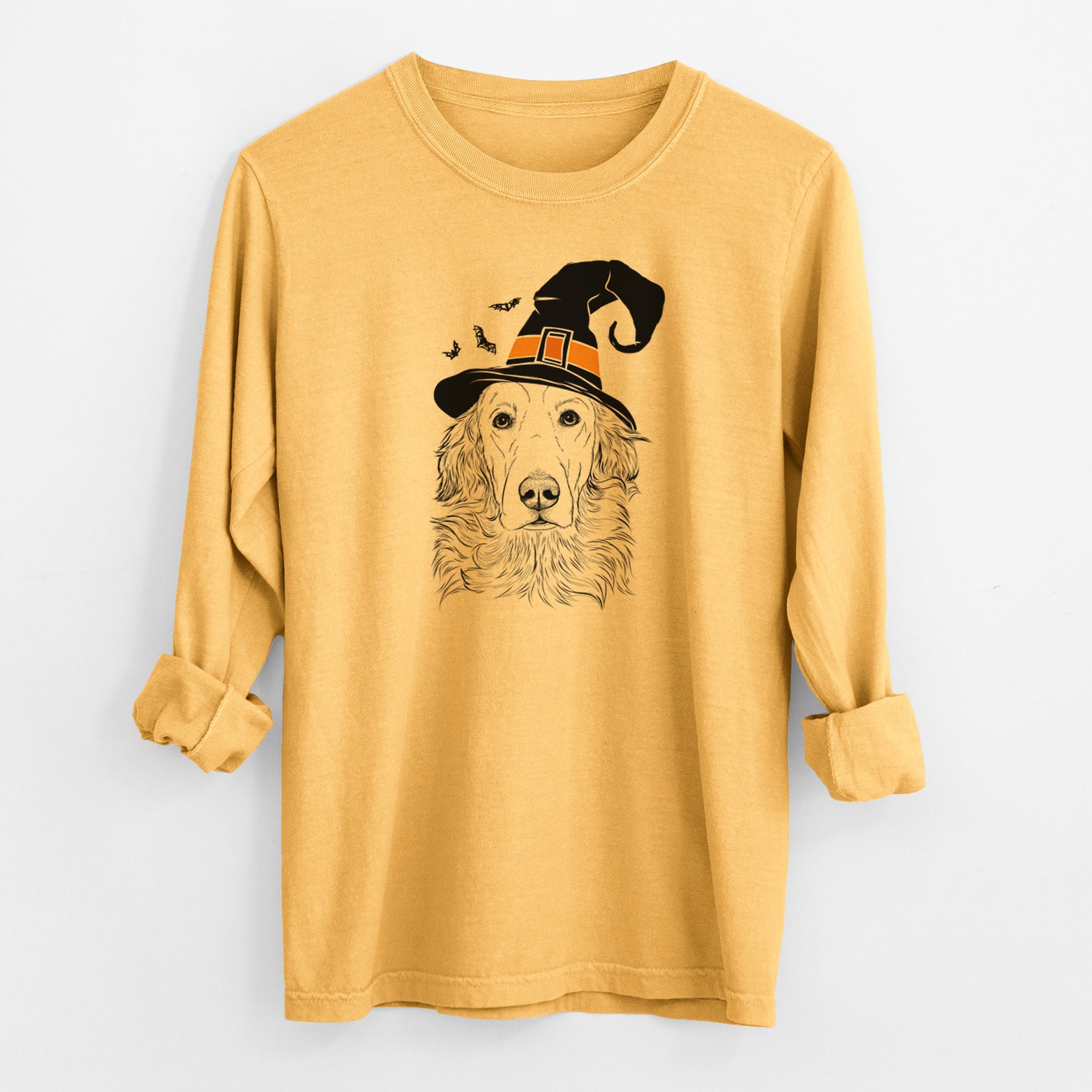 Witch Sydney the Golden Retriever - Men's Heavyweight 100% Cotton Long Sleeve