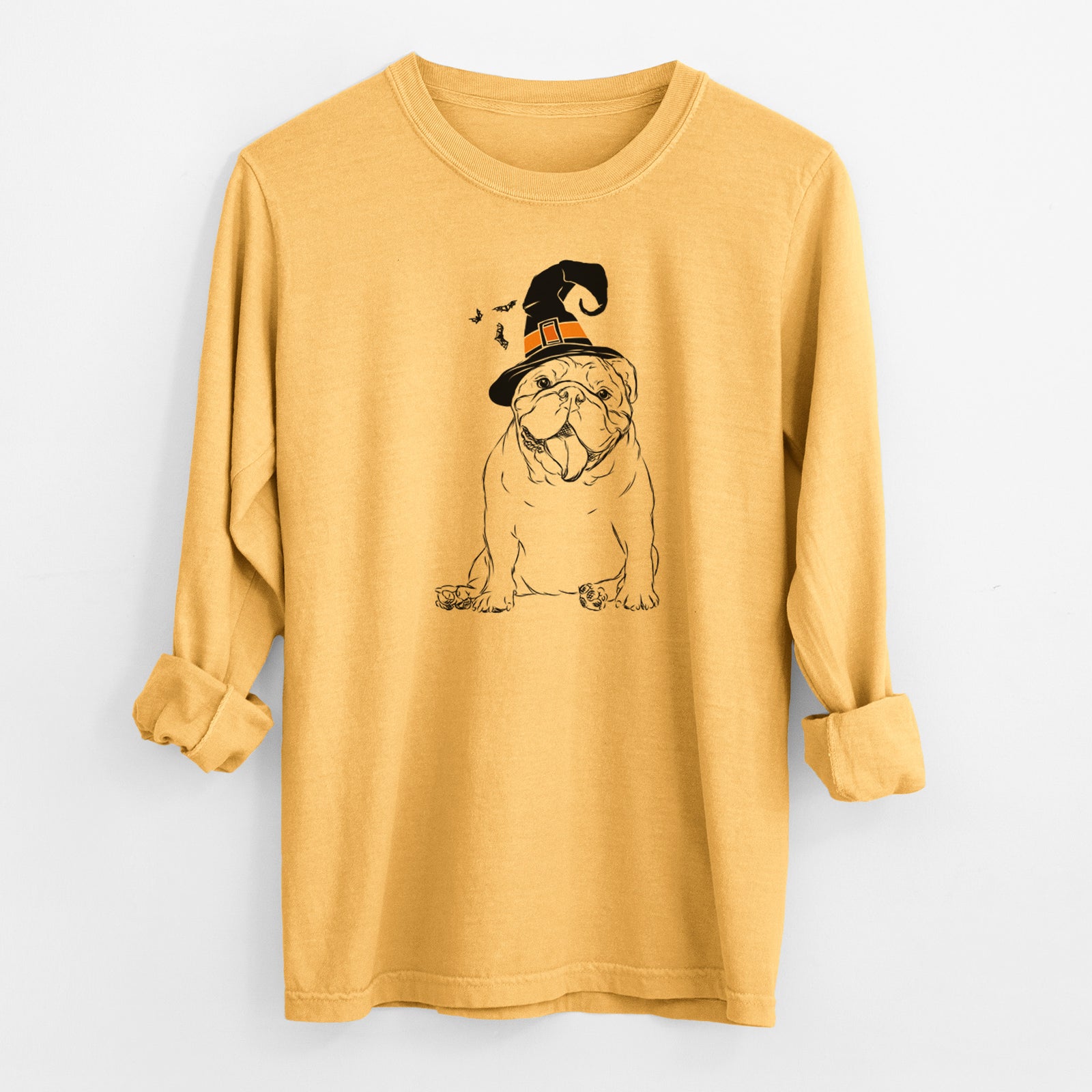 Witch Tank the English Bulldog - Men's Heavyweight 100% Cotton Long Sleeve