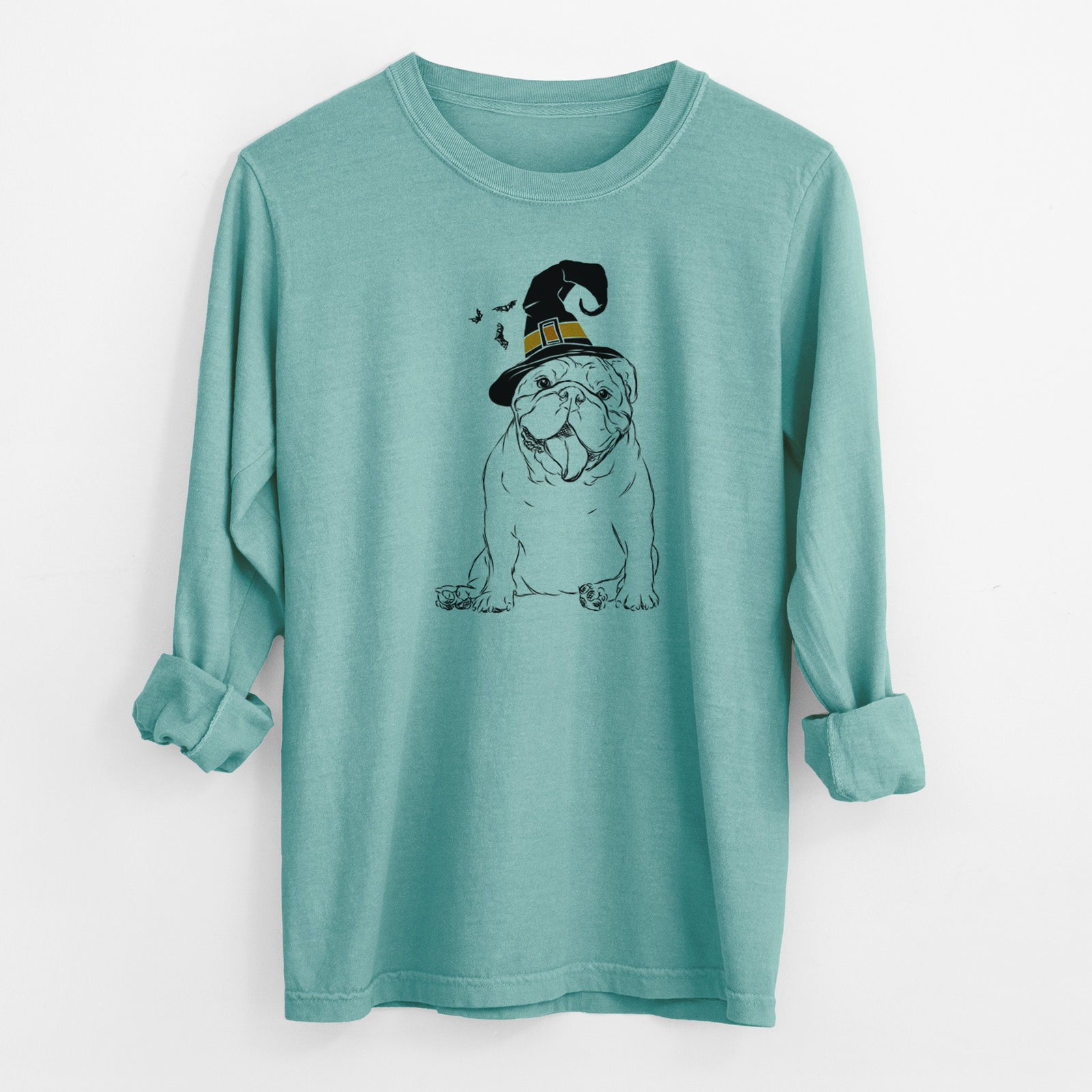 Witch Tank the English Bulldog - Men's Heavyweight 100% Cotton Long Sleeve