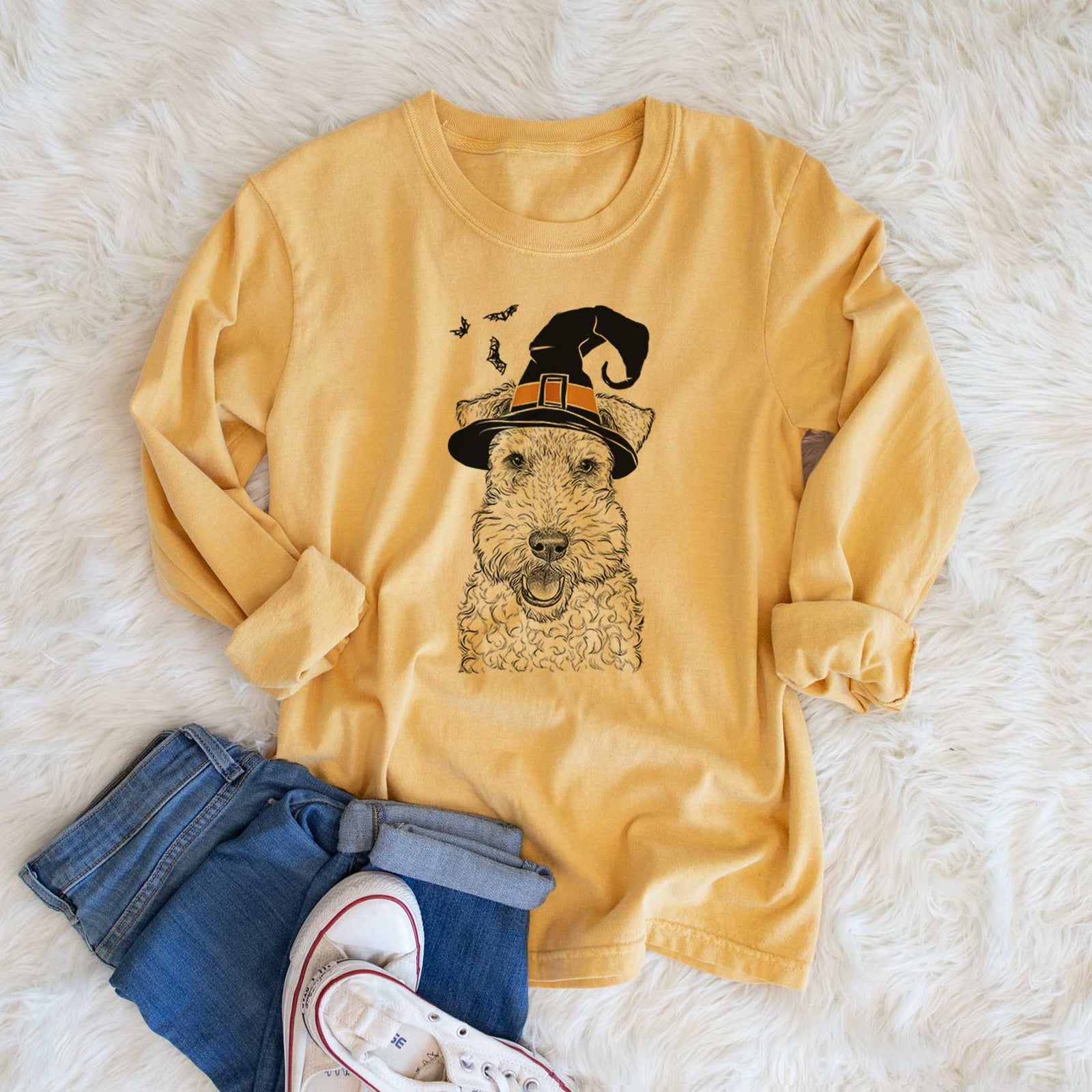 Witch Ted the Wire Fox Terrier - Men's Heavyweight 100% Cotton Long Sleeve